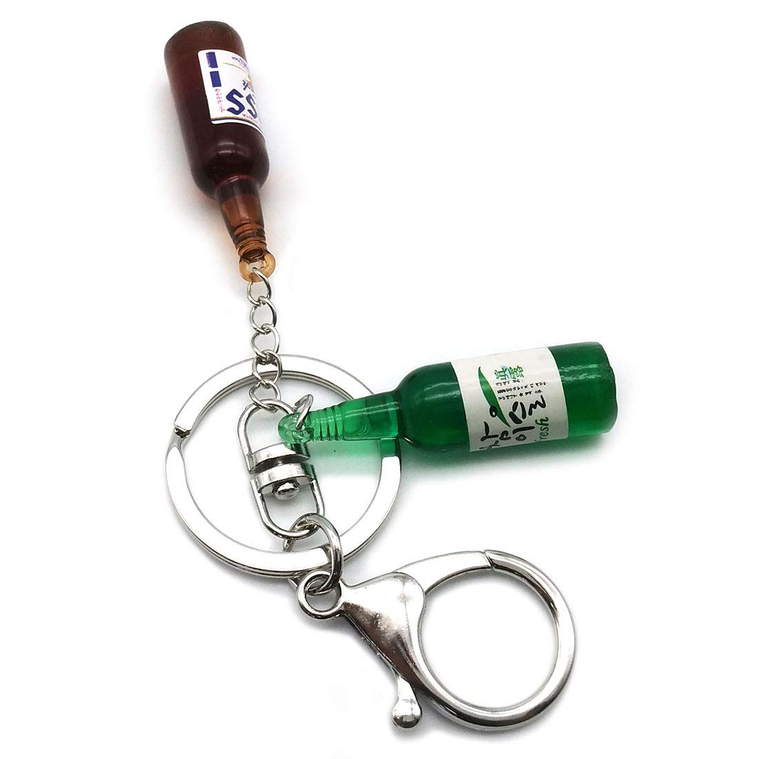 GARASANI Mini Soju & Beer Bottle Keychain - Unique Korean Alcohol Bottle Key Ring for Keys, Bags & Gifts - Perfect for K-Pop Fans, Party Favors & Collectors