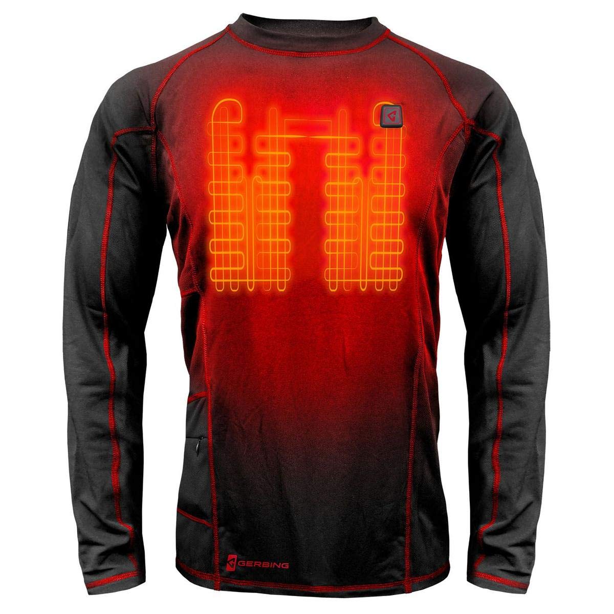 Gerbing 7V Battery Heated Shirt for Men - Electric Heated Base Layer with Built-in Heat Panels | Winter Thermal Underwear for Outdoor Activities, Camping, Hiking, Skiing, Hunting & Sports | Black | Stay Warm in Cold Weather