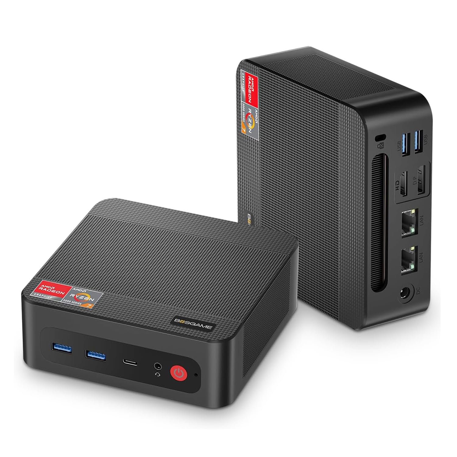 BOSGAME P4 Mini Gaming PC with AMD Ryzen 7 5700U, 32GB DDR4 RAM, 1TB SSD, Windows 11 Pro - Dual LAN, WiFi 6, BT5.2, 4K Triple Display Support - Compact Desktop Computer for Gaming, Office Work & Home Entertainment