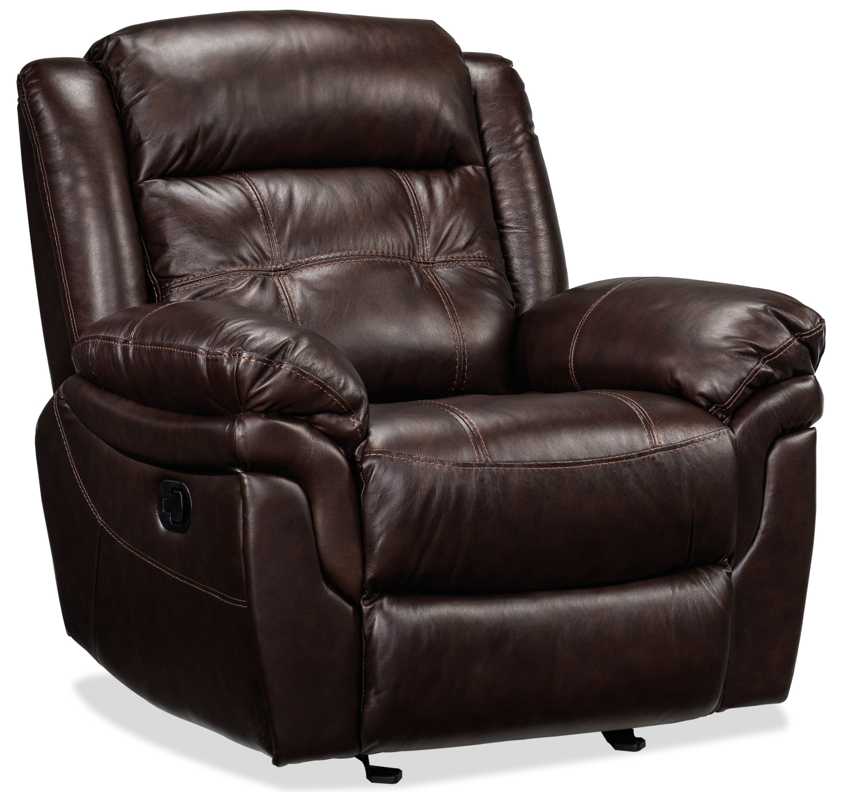 Cooper Leather Rocker Recliner Chair - Genuine Brown Leather Living Room Furniture for Relaxation & Comfort | Perfect for Home Theater, Nursery, and Reading Nook
