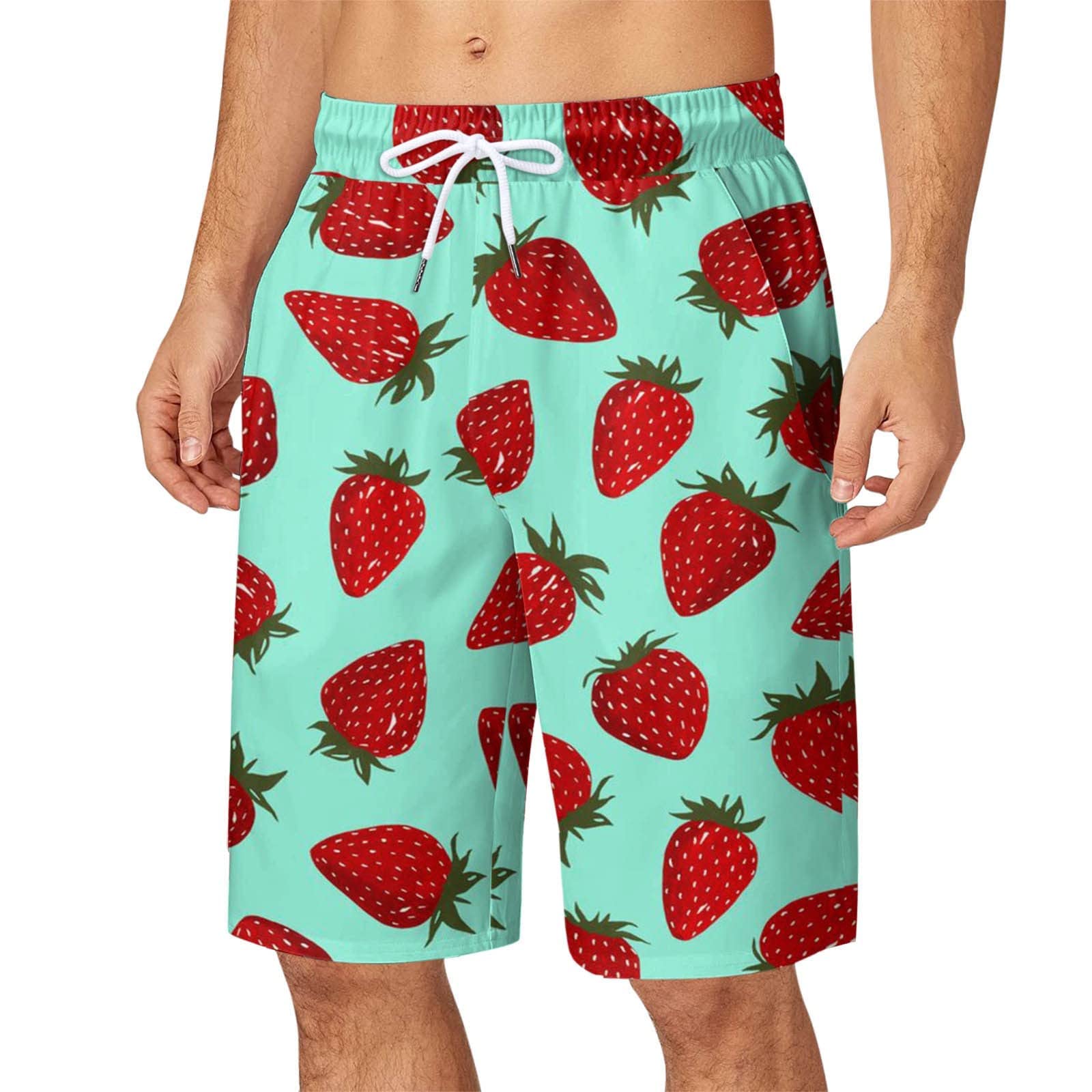 **Men's Hawaiian Print Running Shorts - Lightweight Moisture-Wicking Gym Shorts with Elastic Waist & Pockets - Classic-Fit Sports Short Pants for Workout, Jogging & Beach Vacation**