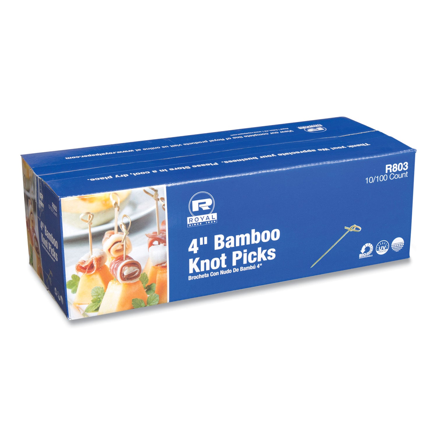 AmerCareRoyal® Natural Knotted Bamboo Toothpicks - 100 Count per Pack, 10 Packs per Carton - Eco-Friendly Dental Care for Restaurants, Parties & Home Use