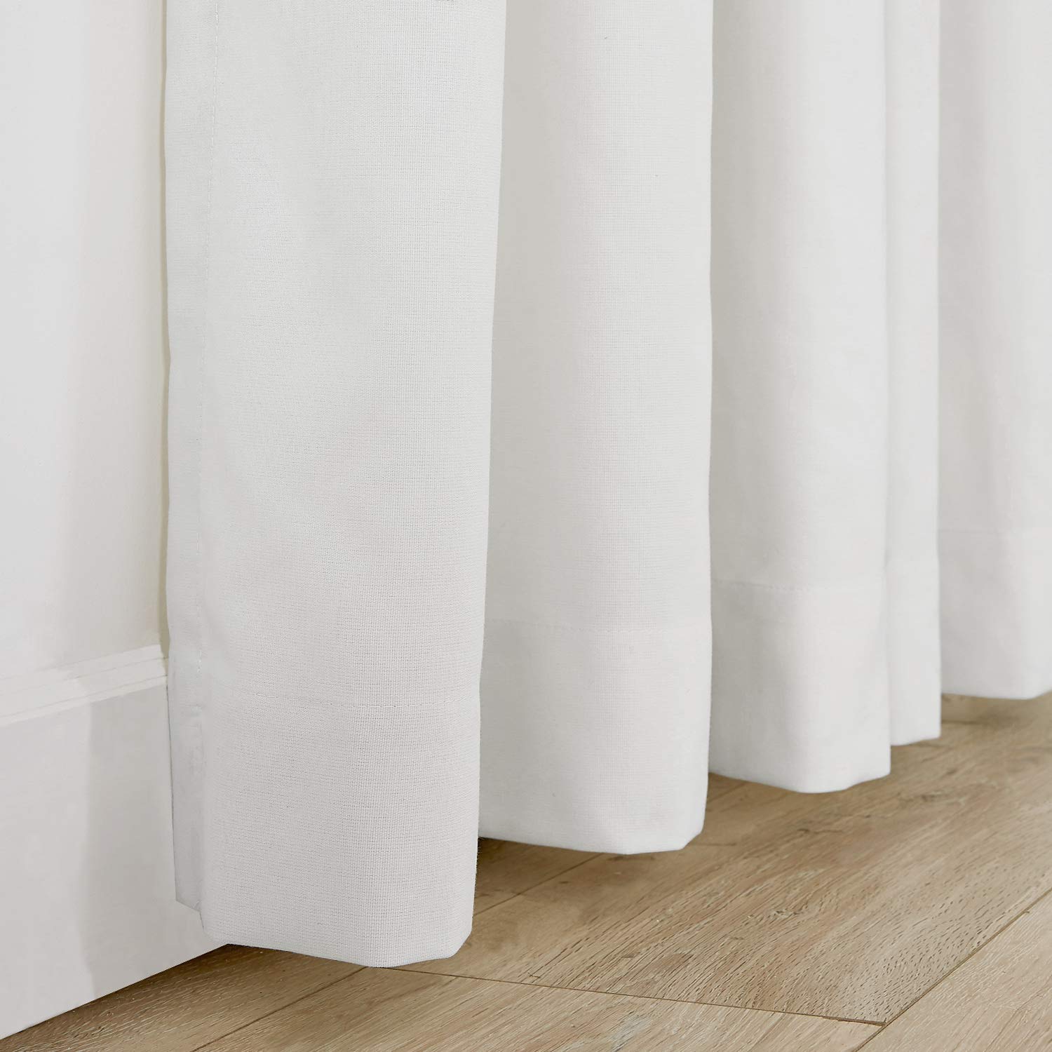 Macochico Self-Stick Extra Wide Thermal Insulated Outdoor Curtains - Waterproof Noise Reducing Drapes for Patio, Garden & Cabana - White 150