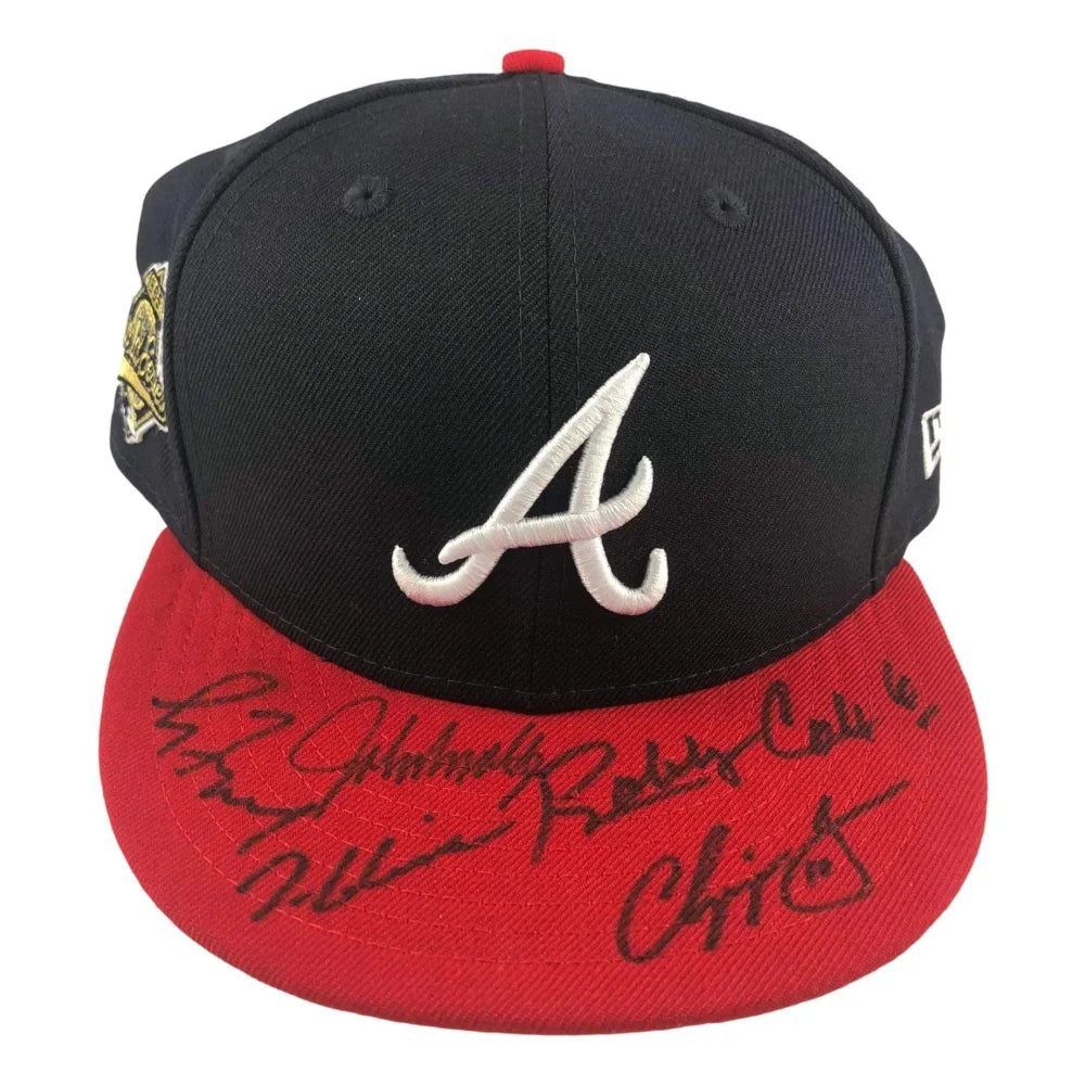 1995 Atlanta Braves Autographed Baseball Hat - Maddux, Glavine, Smoltz, Cox & Jones Hand Signed with JSA COA | Collectible Sports Memorabilia for Fans & Display