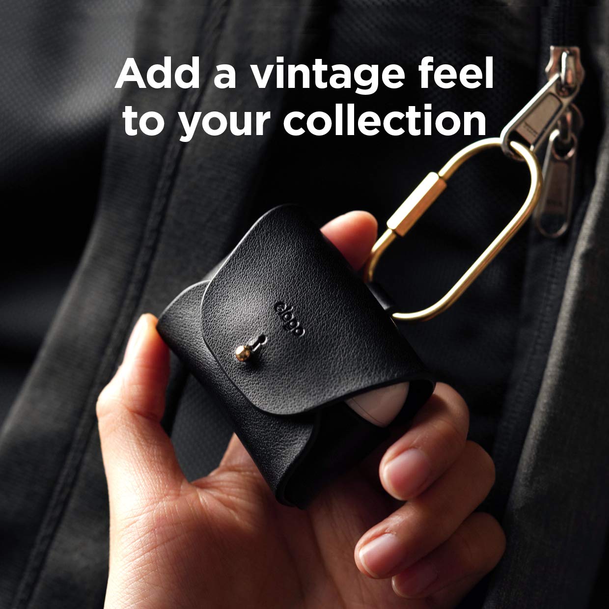 Premium Genuine Leather Case for AirPods Pro 2 & AirPods Pro - Luxury Keychain Cover with Brass Ring Holder, Durable Protection in Stylish Colors (Black) - Perfect for Travel, Work & Everyday Use