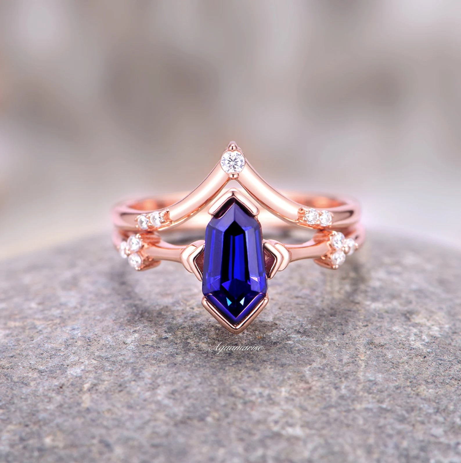 Blue Sapphire Couples Ring - Sterling Silver Matching Wedding Bands for Him & Her - Romantic Anniversary Gift for Couples - Perfect for Engagements, Weddings & Special Occasions