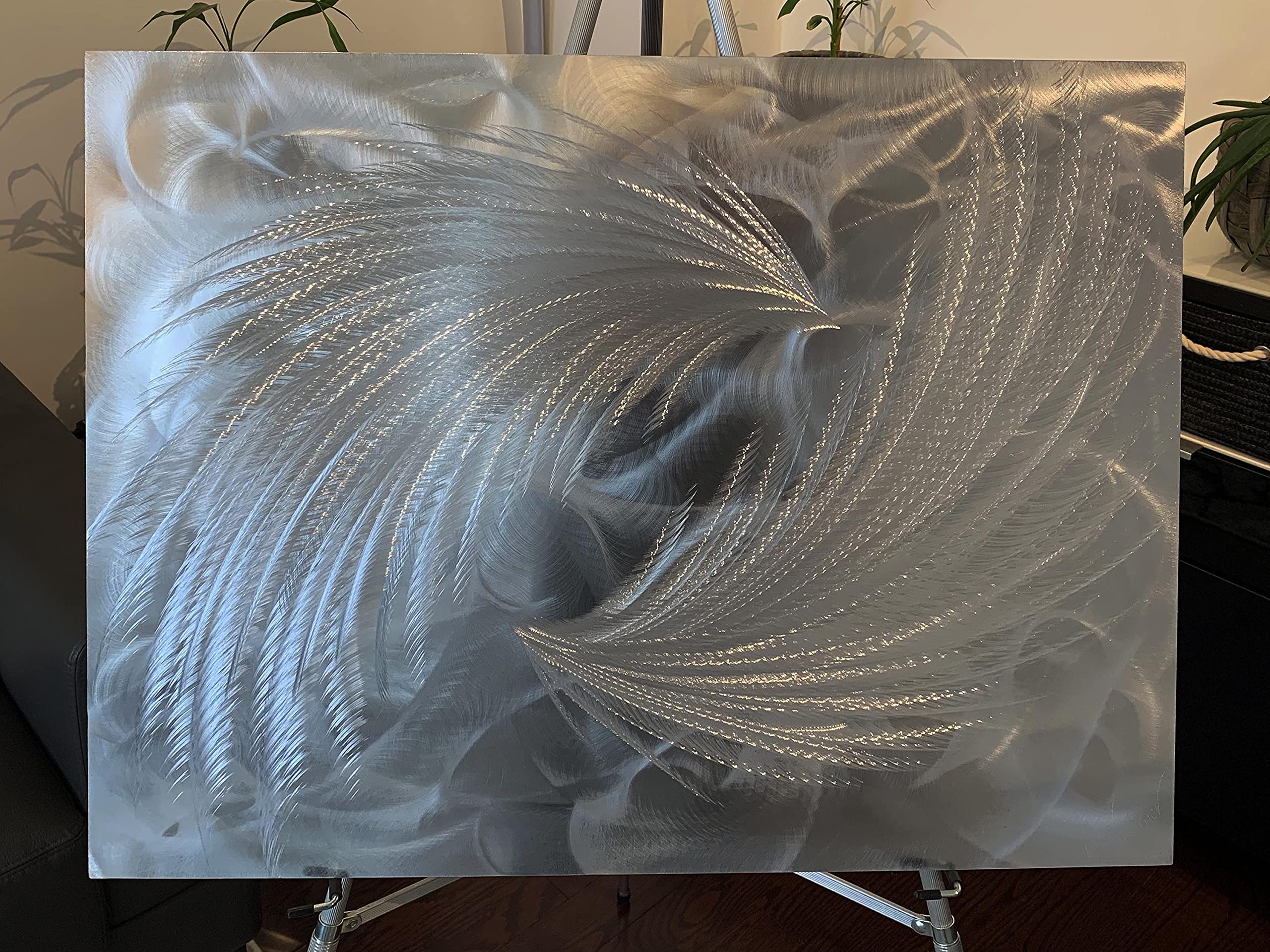 3D Silver Metal Wall Art with LED RGB Lighting - Modern Home & Office Decor - 30