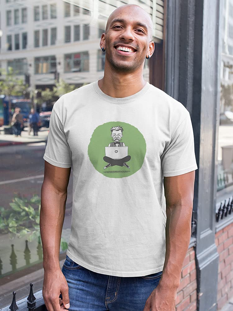 Men's Laptop Working Graphic T-Shirt - Comfortable Cotton Tee for Office, Remote Work & Casual Wear