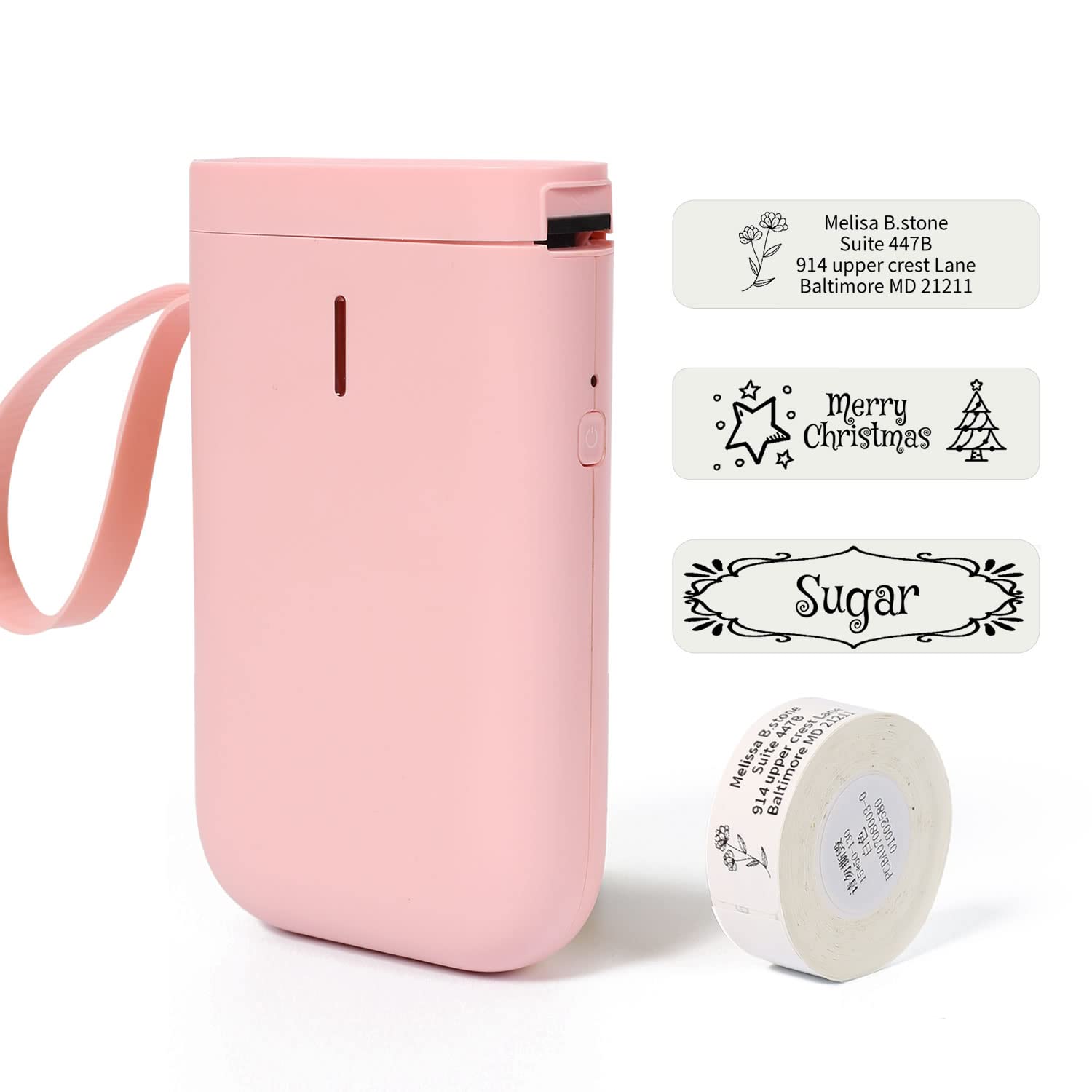 LMASBLTER Pink Bluetooth Label Maker Machine with Tape D11 - Portable Sticker Printer with Multiple Fonts, USB Rechargeable - Perfect for Home Office Organization, Small Business Supplies, School Projects & Gift Wrapping