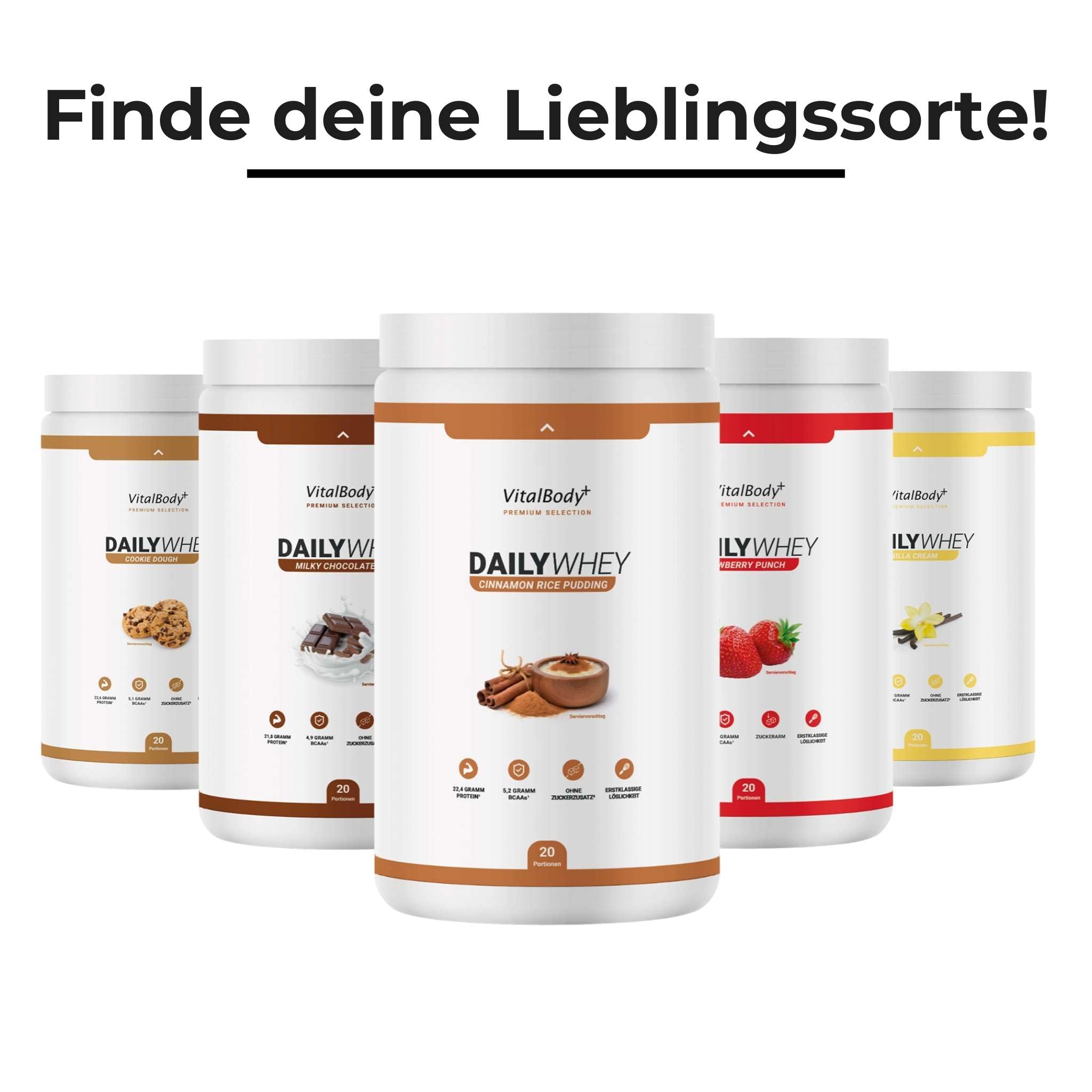 VitalBodyPLUS DailyWhey Protein Powder - Cinnamon Rice Pudding Flavor, 600g | 22g Protein per Serving | Muscle Growth & Maintenance | Made in Germany | Perfect for Post-Workout Recovery & Healthy Breakfast Smoothies