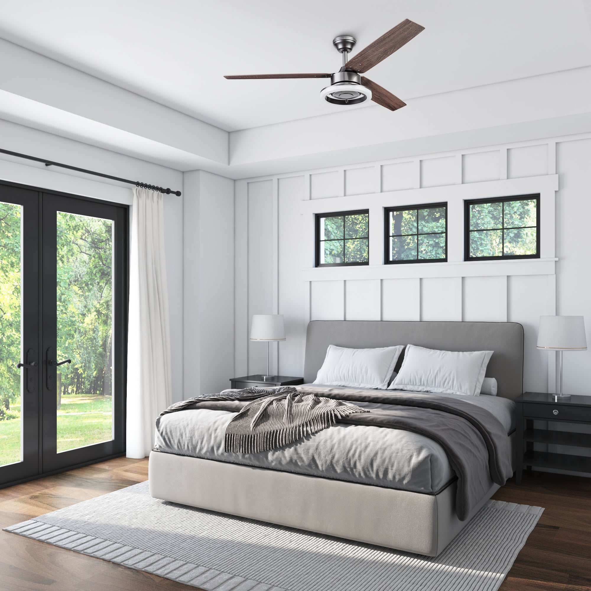 52 Inch Orbis Ceiling Fan with Remote Control in Gun Metal Finish - Perfect for Living Room, Bedroom, and Outdoor Spaces