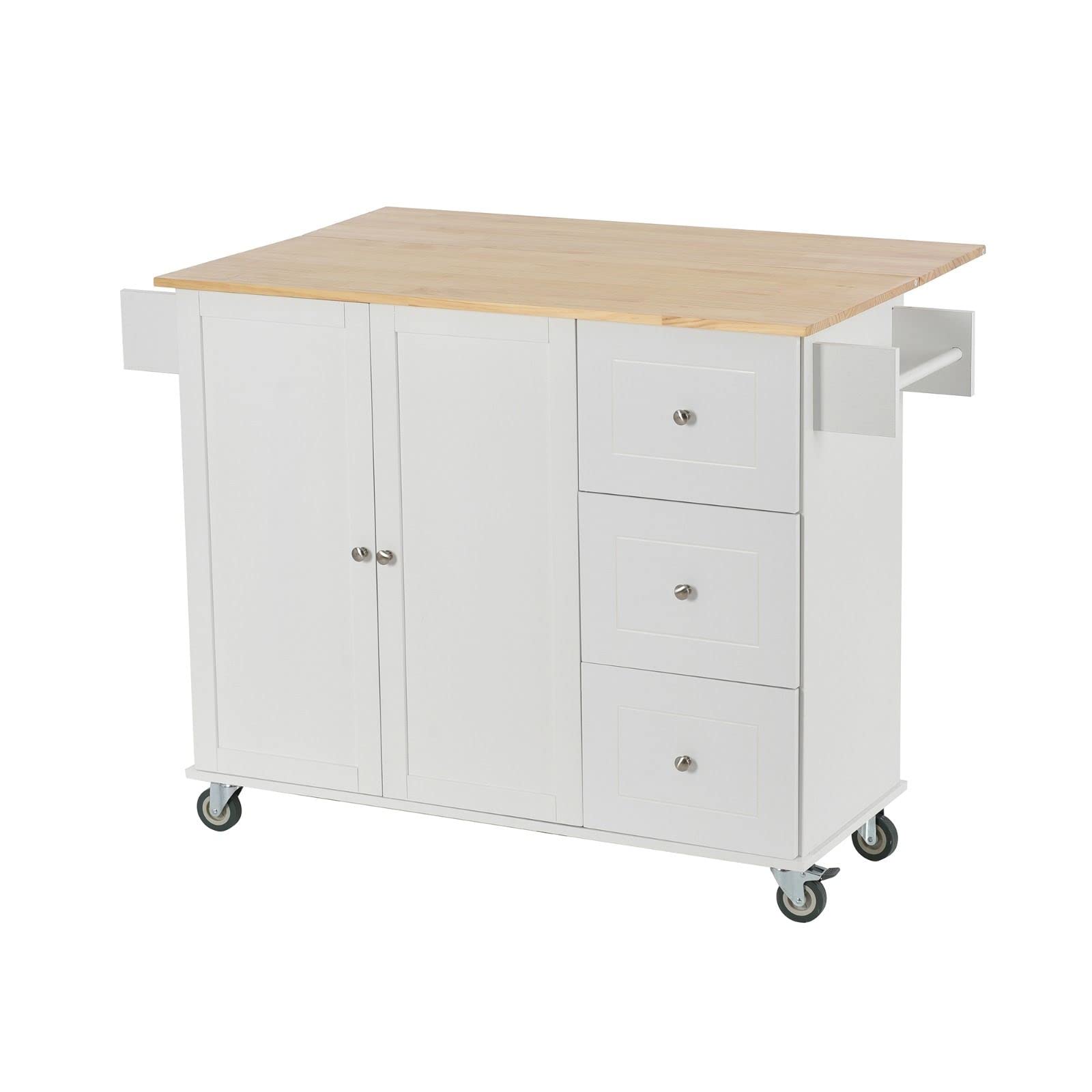 Rolling Kitchen Island with Wood Top & Storage - Perfect for Small Spaces