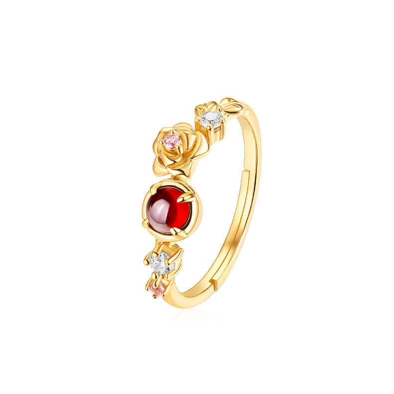 Elegant Rose Red Garnet Capricorn Ring for Women | Zodiac Birthstone Jewelry Gift | Perfect for Birthdays, Anniversaries & Special Occasions | R5838