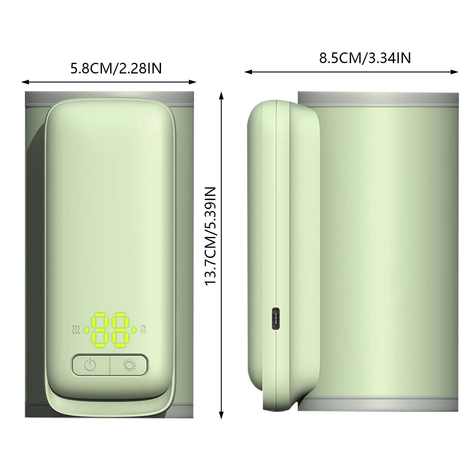 Portable USB Rechargeable Bottle Warmer - Wireless Travel Baby Milk & Water Warmer with Constant Temperature Control - Perfect for On-the-Go Parents, Camping & Road Trips (Green)
