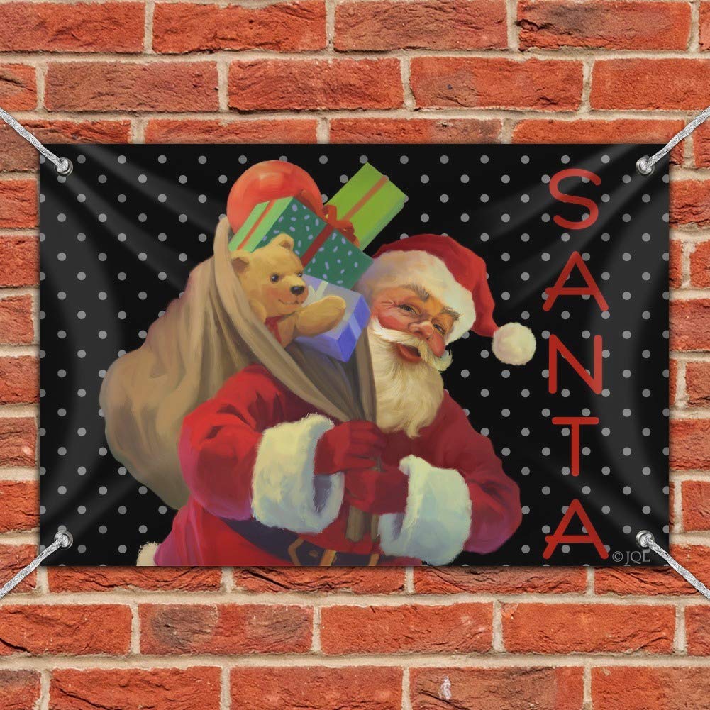 Christmas Holiday Santa Sack Graphic Sign - Festive Home, Business & Office Decor for Holiday Cheer | Perfect for Xmas Parties, Gifts & Seasonal Decorations