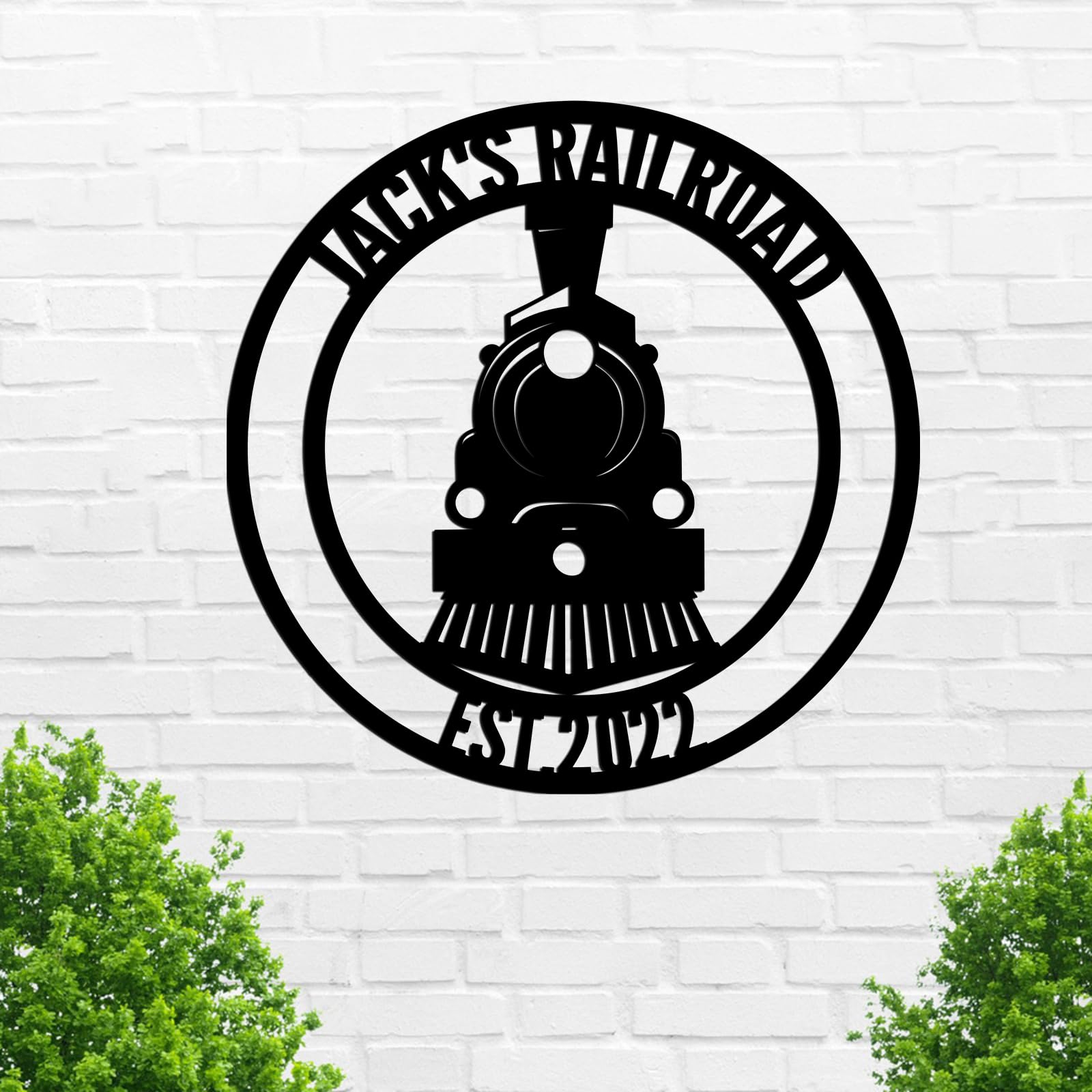 Custom Metal Train Station Signs - Personalized Locomotive Family Name Wall Art, Unique Railroad Housewarming Gift & Monogram Hanging Decor for Home, Front Door, Living Room, Garden, Yard - Perfect for Vintage Home Decor, Man Cave, Train Enthusiast Gifts & Rustic Wedding Presents