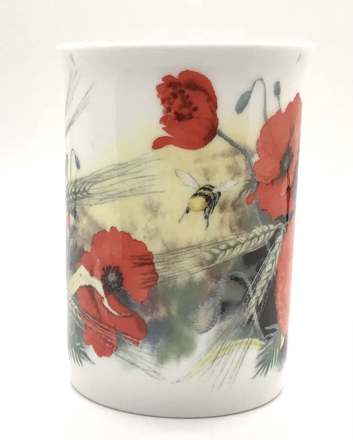 Roy Kirkham English Fine Bone China Mug - Red Poppy Chintz Design, Handcrafted in England (Red, White, Green) - Perfect for Afternoon Tea, Gifts & Home Decor