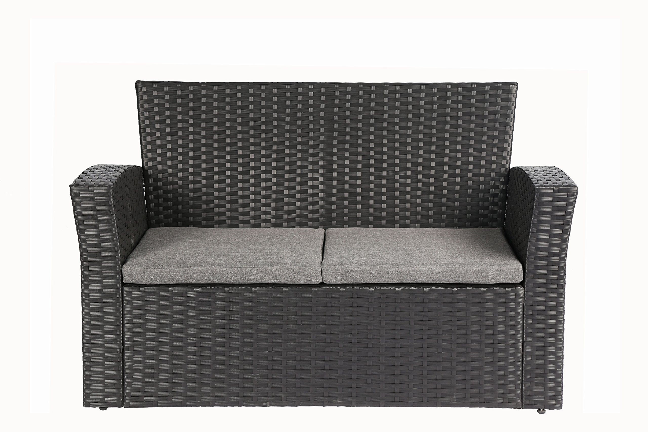 4-Piece Outdoor Patio Furniture Set - PE Rattan Wicker Garden Chairs with Cushions, Black - Perfect for Backyard, Poolside & Terrace Relaxation