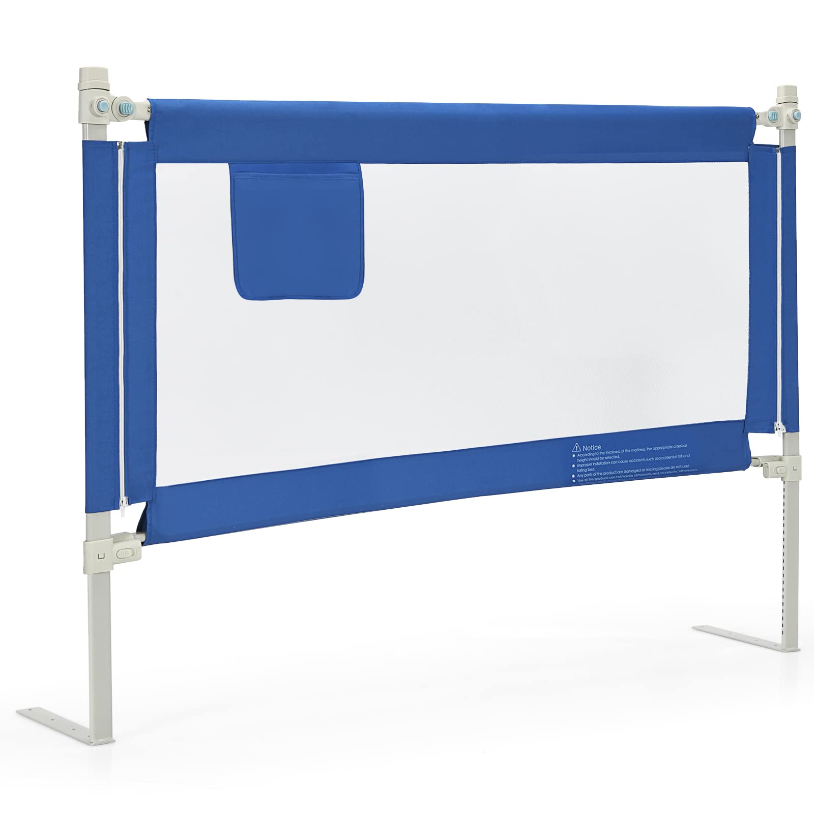 HONEY JOY 57-inch Extra Long Toddler Bed Rail - Portable Safety Guardrail with Side Pocket for Baby & Kids - Fits King, Queen, Full & Twin Size Mattresses (Blue) | Perfect for Travel, Home & Daycare Use