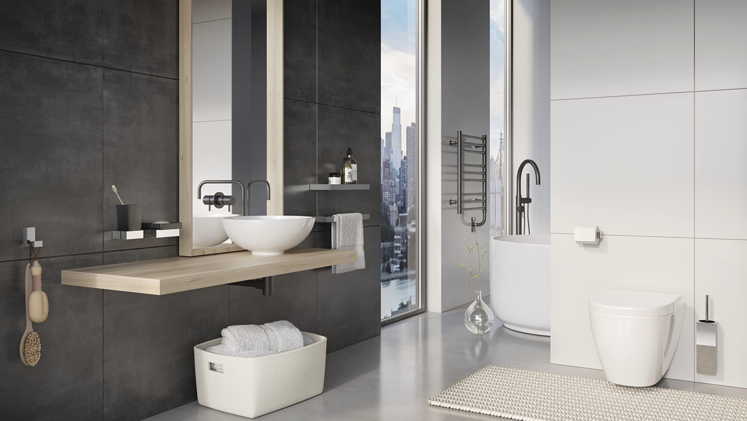 ICO Bath V508 Volkano Fire Wall Mounted Euro Toilet Paper Holder in Matte Black - Modern Bathroom Accessory for Home & Commercial Use