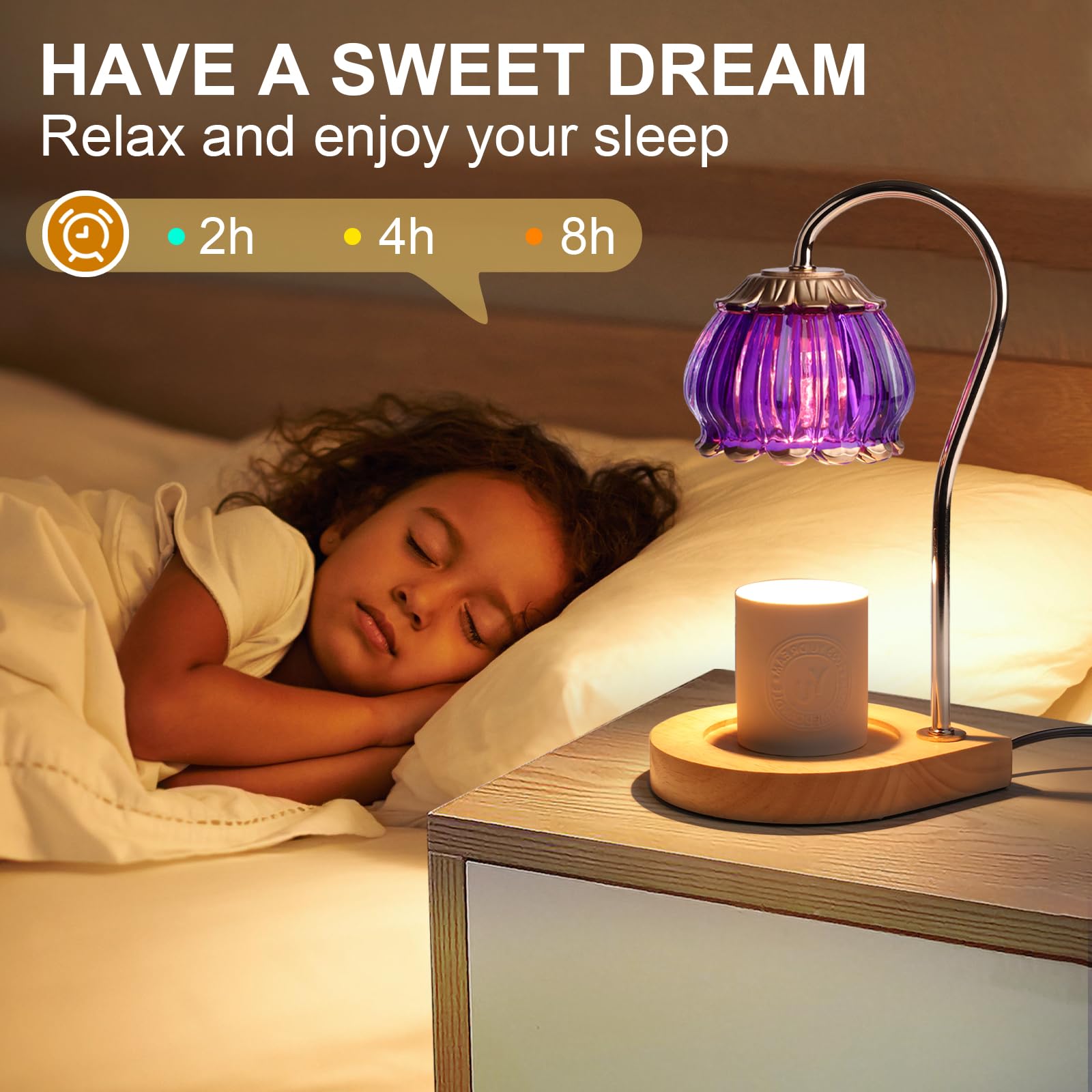 Electric Candle Warmer Lamp with Timer - Dimmable LED Lantern for Wax Melts & Fragrance Oils - Perfect for Home Decor, Gifts for Women, Housewarming - Ideal for Bedroom, Living Room, Bathroom (Purple)
