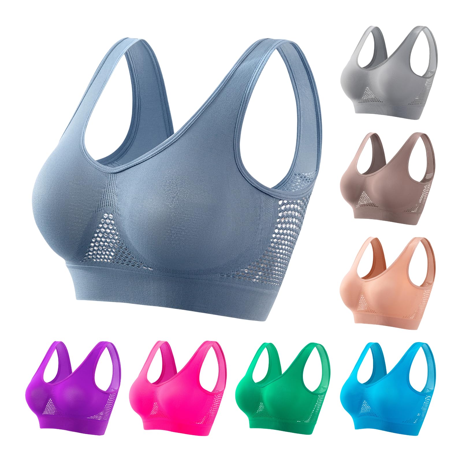 Wirefree Padded Sports Bras for Women - Seamless High Impact Yoga & Workout Bra - Perfect for Running, Gym Training & Active Lifestyles