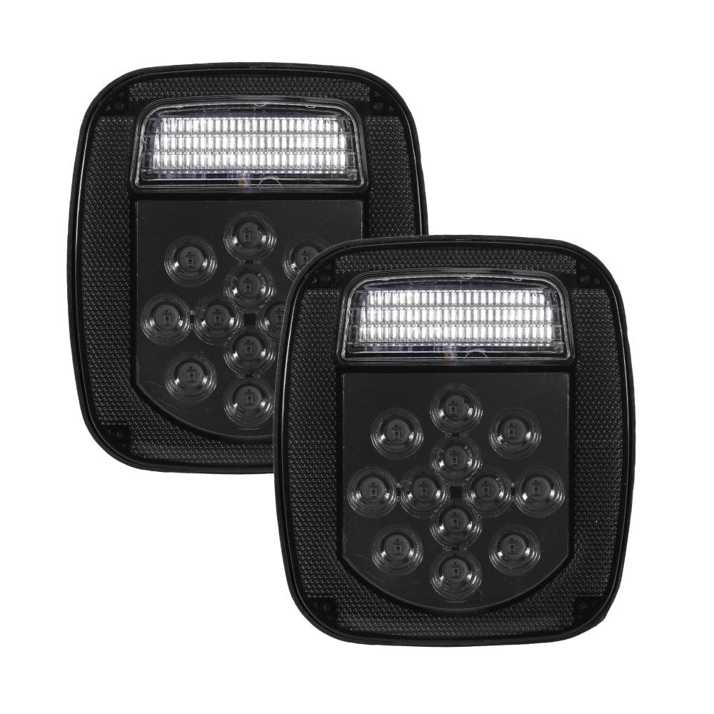 2-Piece Universal Smoked Black 39-LED Tail Light Kit for Jeep Wrangler YJ TJ CJ - Compatible with Trucks, Trailers, Vans & Boats - Durable Waterproof Design for Off-Road Adventures & Marine Use