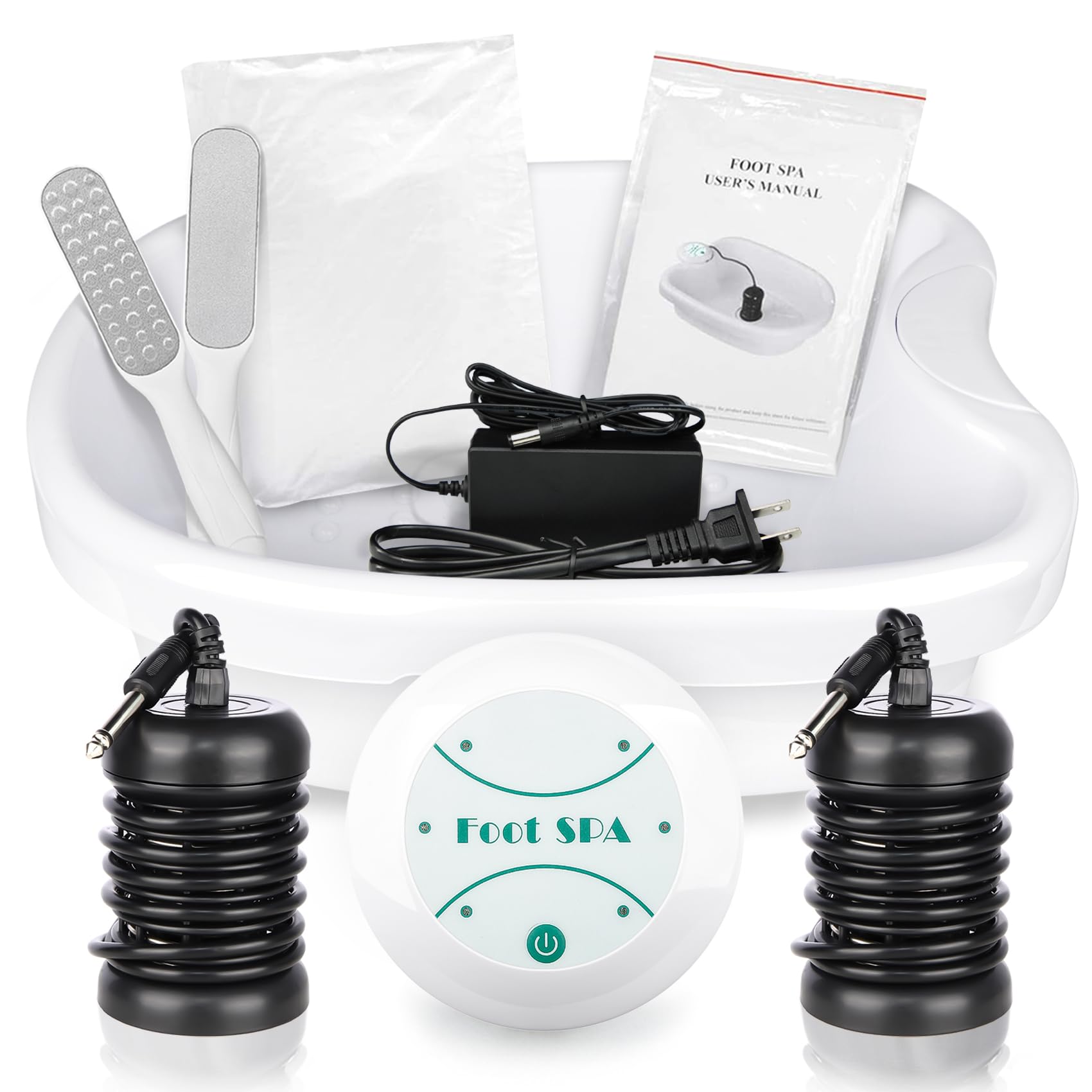 Ionic Foot Detox Machine - Portable Ion Detox Foot Spa with 2 Foot Files & 100 Liners | Chi Detox Cleanse for Relaxation & Wellness | Perfect for Home Spa, Stress Relief & Detox Therapy