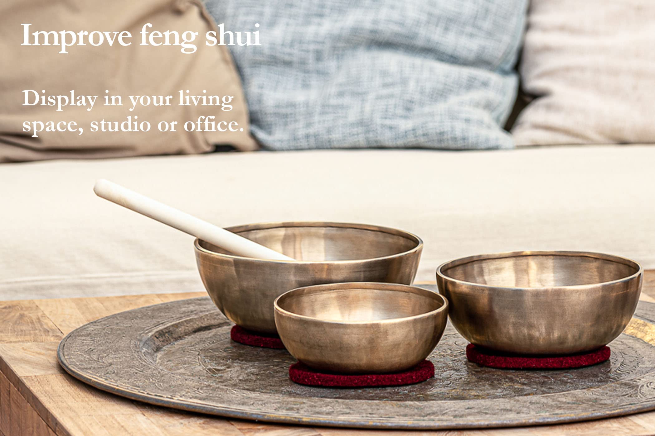 Authentic Bronze Singing Bowl with Felt Ring & Cover - Handcrafted in India - Perfect for Meditation, Yoga, Sound Healing & Relaxation - Energy Series - 2 Year Warranty - Ideal for Home, Studio & Spiritual Practices