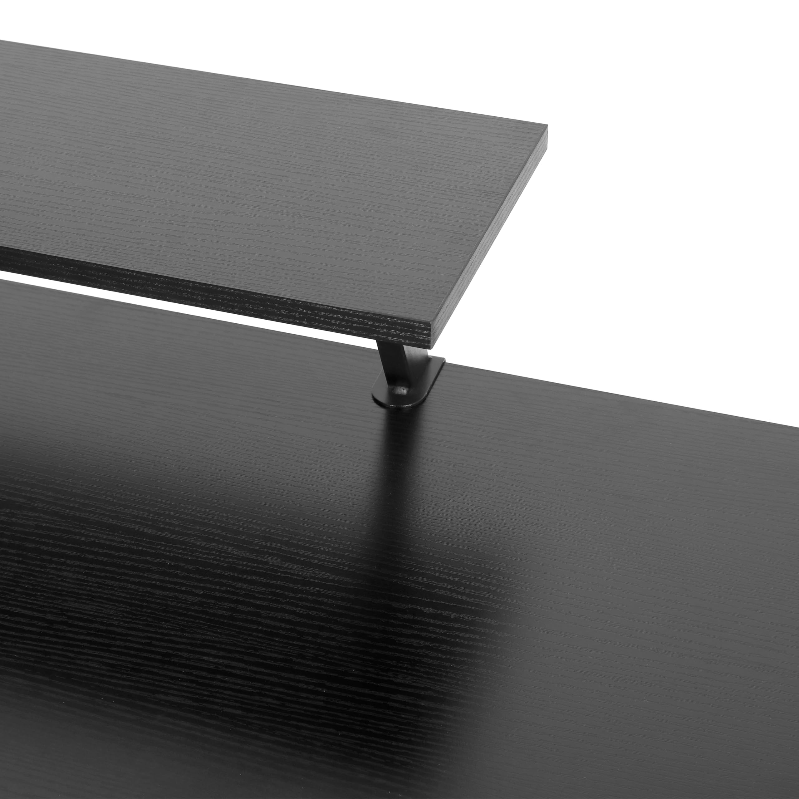 Techni Mobili Industrial Minimalist Writing Desk - Adjustable Storage Shelf & Accessory Holder - Engineered Wood & Powder Coated Steel Frame Computer Study Desk - Perfect for Home Office, Small Spaces & Modern Workspaces (Black)