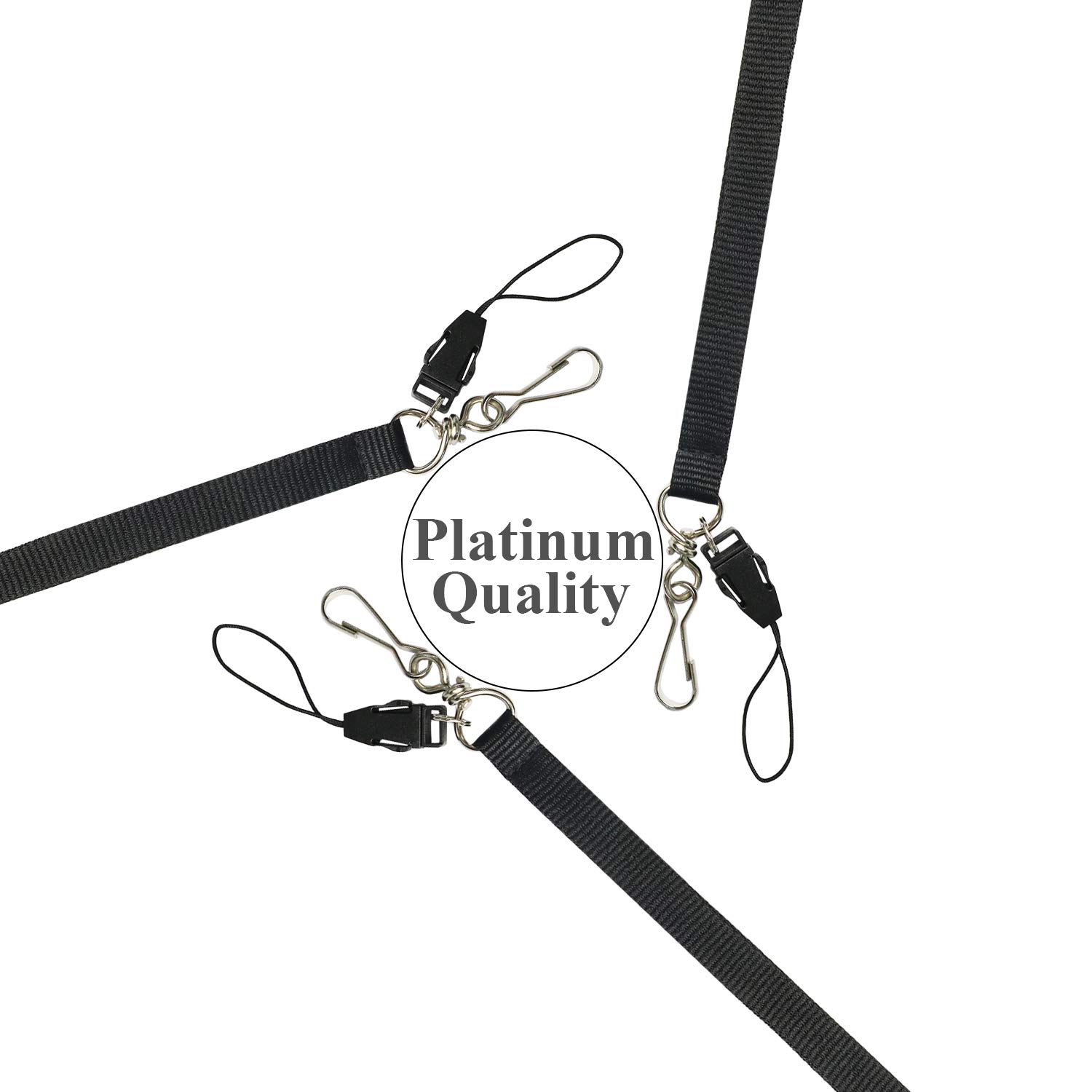 Black Retractable Badge Lanyard with ID Holder - 3Pack for Nurses, Office & Keychain Use