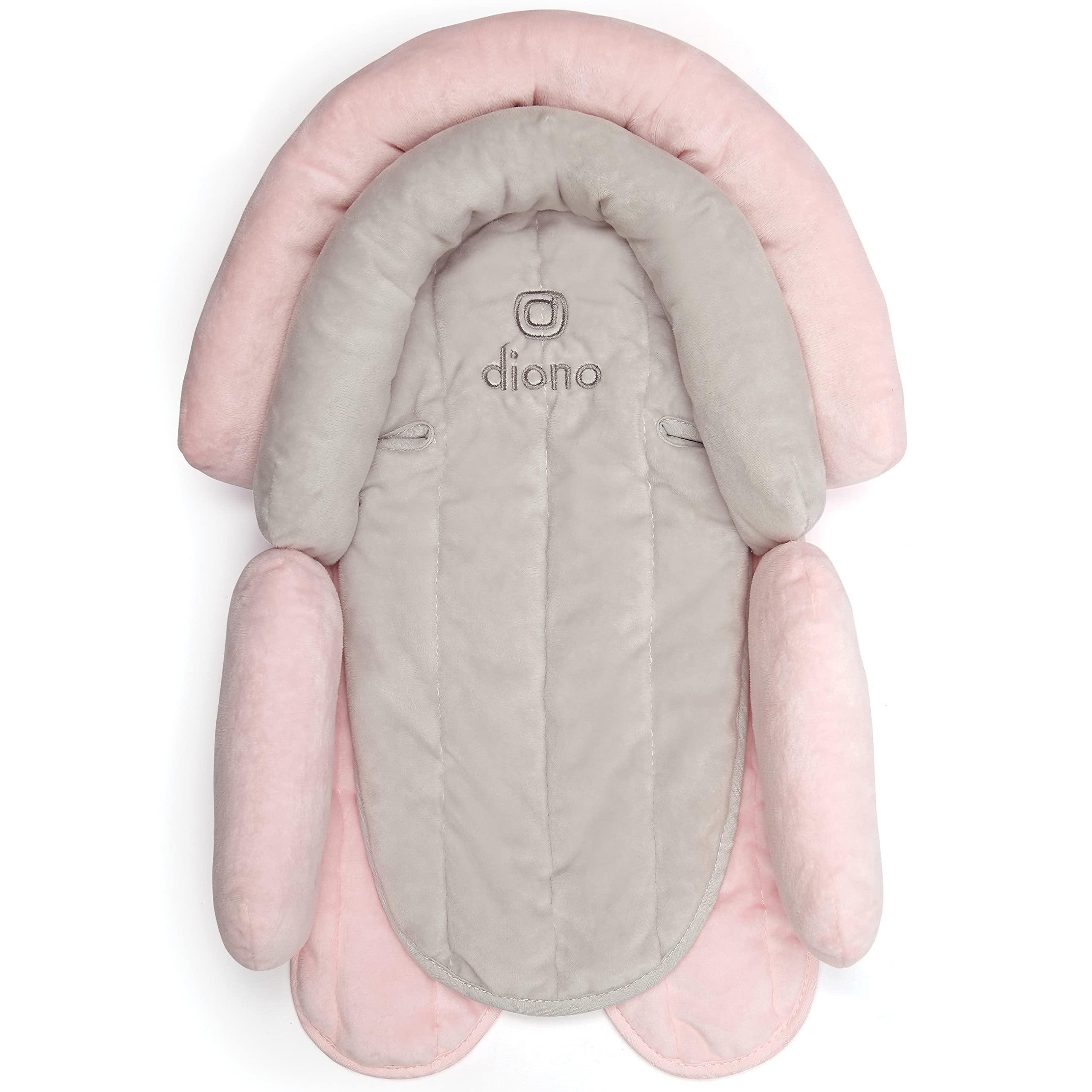 Diono Cuddle Soft 2-in-1 Baby Head, Neck & Body Support Pillow for Newborns – Super Soft Car Seat Insert Cushion – Ideal for Infant Car Seats, Convertible Car Seats & Strollers – Gray/Pink – Perfect for Travel, Napping & On-the-Go Comfort