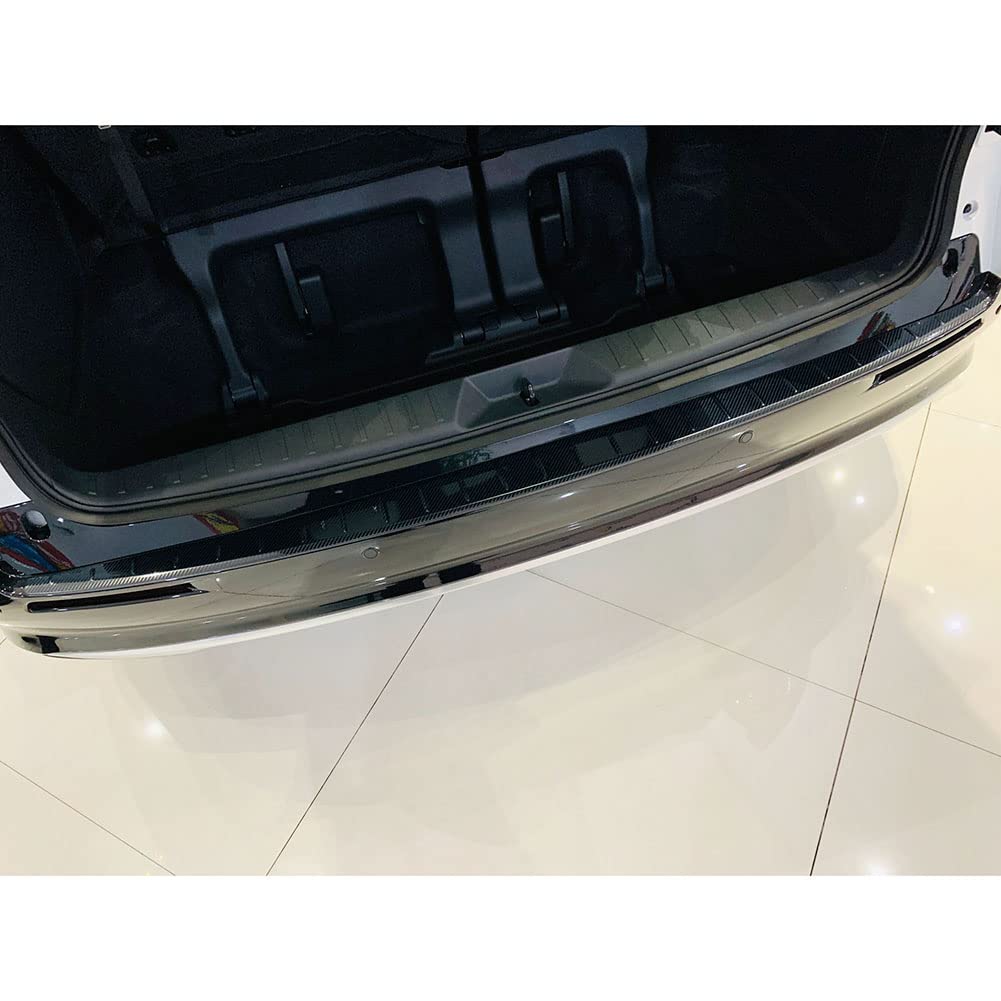 Beautost Stainless Steel Rear Bumper Sill Plate Guard Cover Trim for Toyota Sienna 2021-2025 - Carbon Fiber Black Style | Durable Exterior Protection for Parking & Loading Scenes