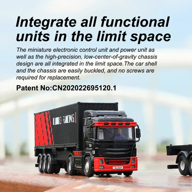 Turbo Racing 1:76 Scale C50 RC Semi Truck Trailer with Remote Control - Perfect for Kids, Collectors & Indoor Racing Fun