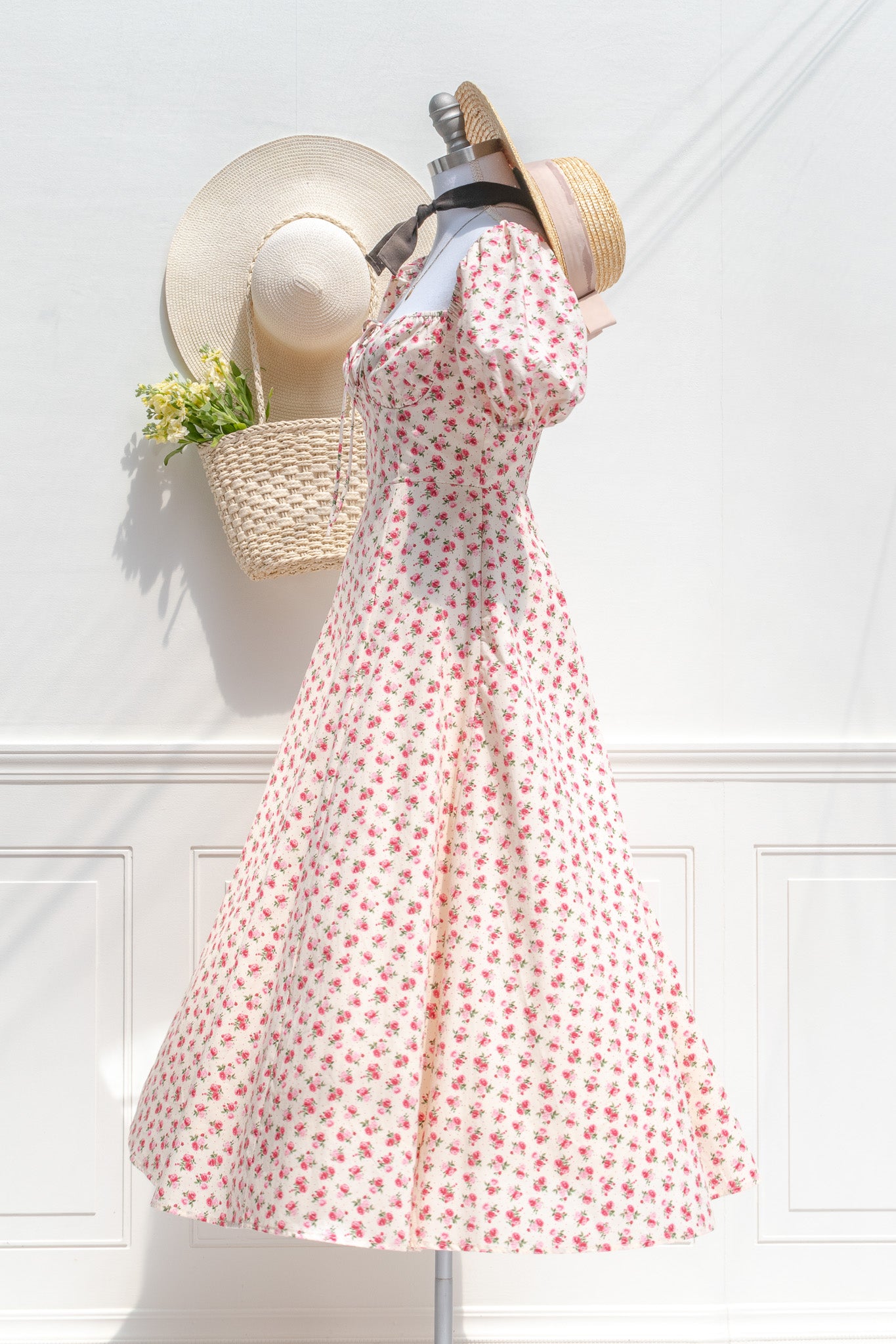 Strawberry Fields Floral Cotton Summer Dress for Women - Casual Boho Maxi Dress for Beach, Vacation & Outdoor Parties