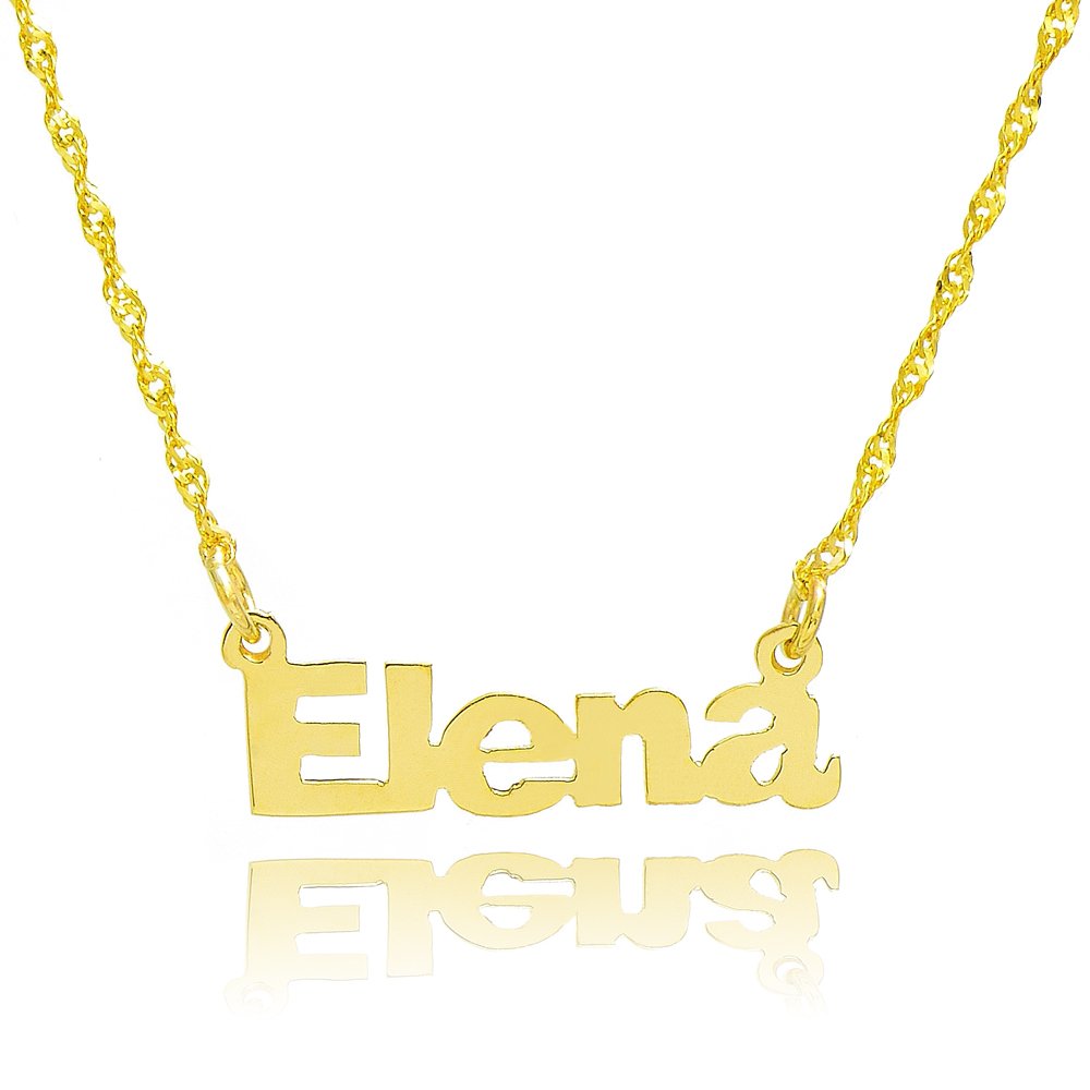10k Yellow Gold Personalized Name Necklace - Custom Engraved Pyramid Jewelry for Women - Perfect Gift for Birthday, Anniversary & Valentine's Day
