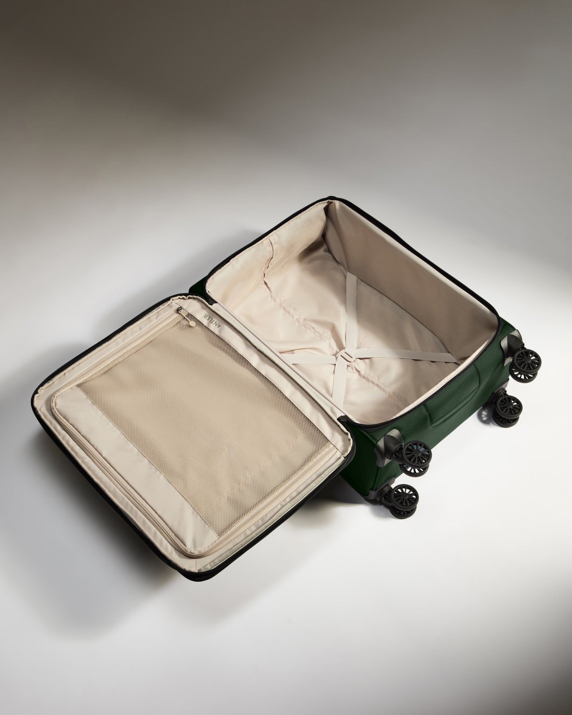 Lightest Medium Luggage in Antler Green with Soft Stripe - Perfect for Business Travel & Weekend Getaways