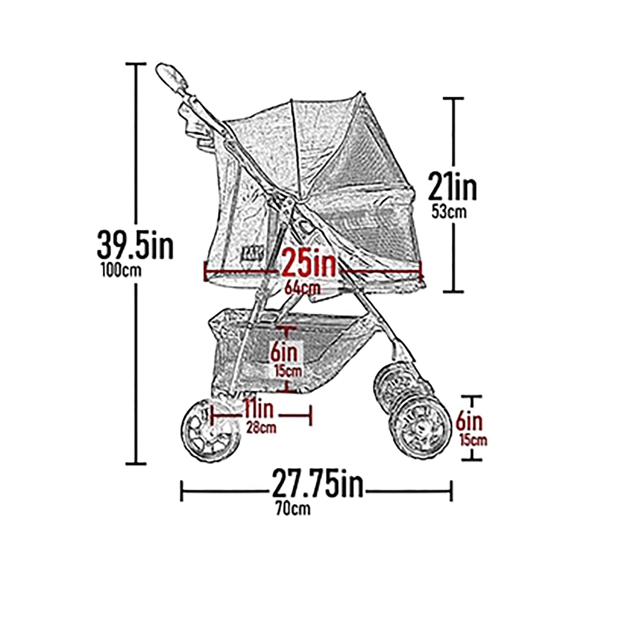 Pet Gear No-Zip Happy Trails Pet Stroller for Small Dogs & Cats - Zipperless Entry, Foldable Design with Removable Washable Liner, Safety Tether, Storage Basket & Cup Holder - Blush Pink (Perfect for Vet Visits, Park Walks & Shopping Trips)
