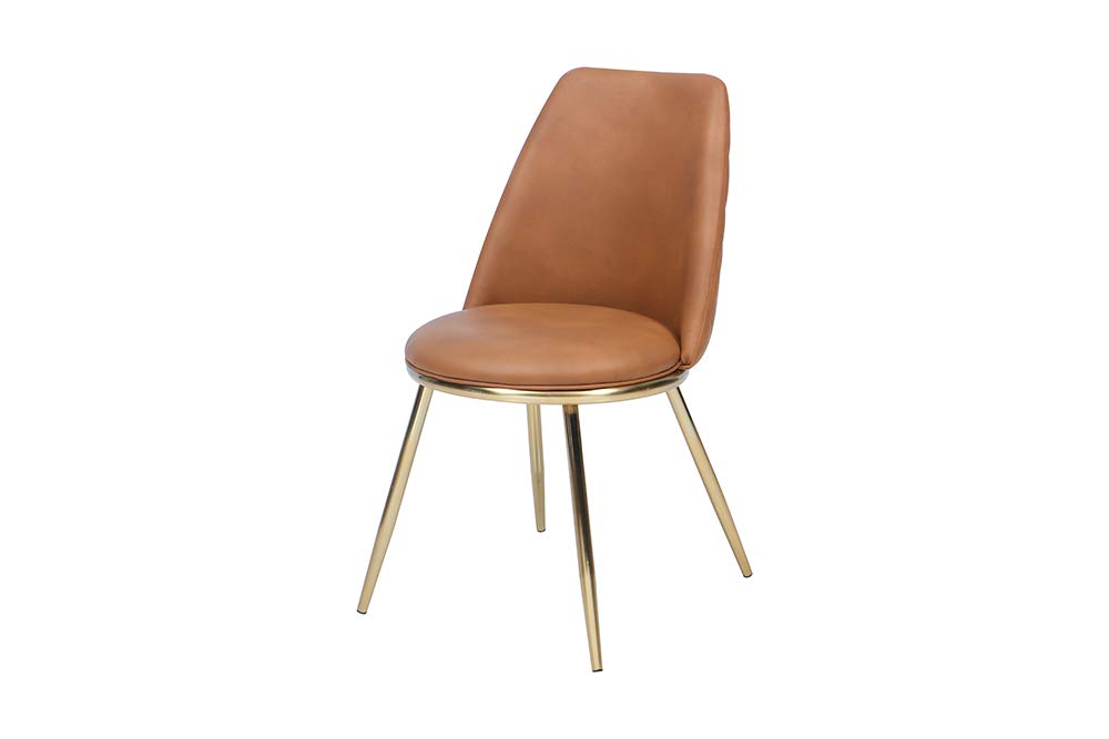 Set of 2 Mid-Century Modern Upholstered Armless Chairs with Soft Plush Back & Seat, Gold Metal Legs - Perfect for Living Room, Dining Room, Home Office or Den - Brown Fabric Accent Chairs for Comfortable Seating