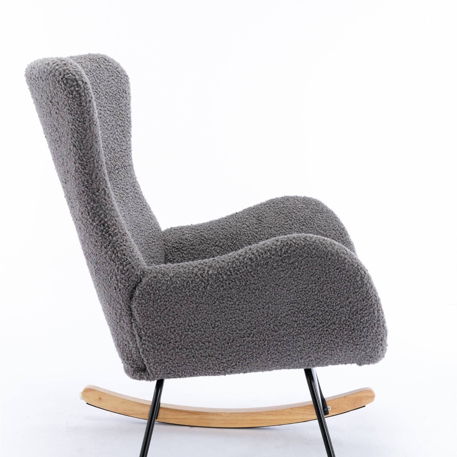 Modern High Back Rocking Chair - Comfortable Lounge Armchair for Living Room, Bedroom & Nursery - Perfect for Relaxing, Nursing & Reading