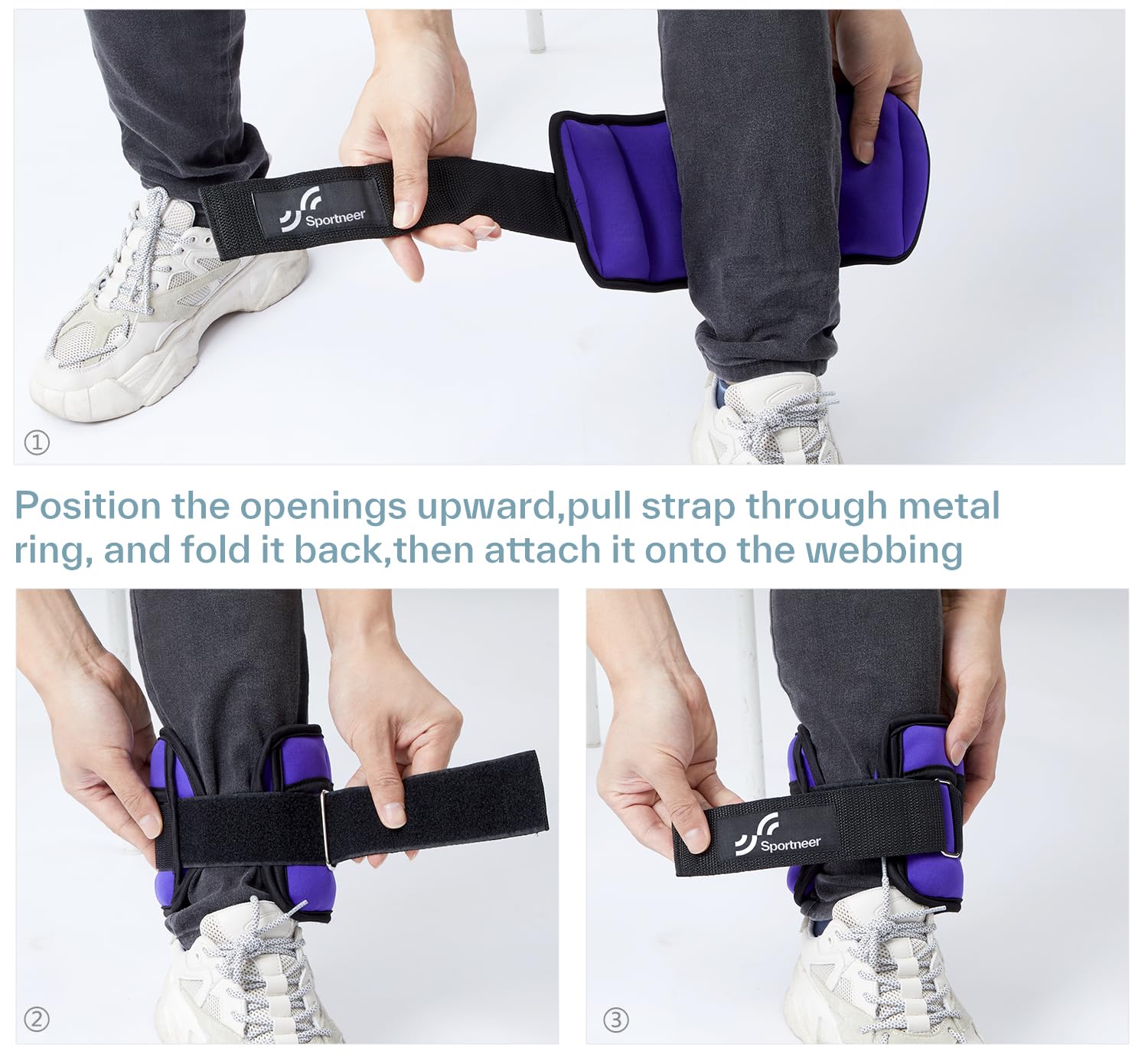 Sportneer Adjustable Ankle Weights 7 lbs/Pair - Secure Strap Leg Weights for Strength Training, Yoga, Running & Workouts - Ideal for Gym, Home Fitness, Physical Therapy & Rehabilitation Exercises