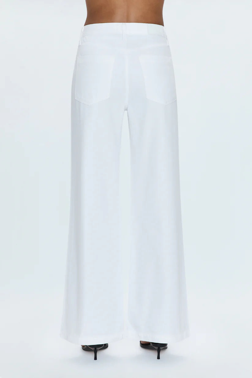 Jadyn Low Slung Palazzo Jean in Vivid White - High Waist Wide Leg Pants for Women | Comfortable Stretchy Denim Trousers | Perfect for Casual Wear, Office Outfits & Date Nights