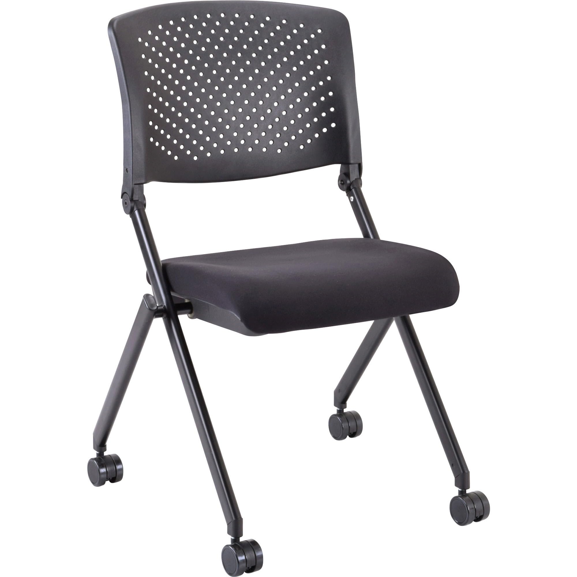 Lorell® Black Nesting Plastic-Back Stackable Chairs Set of 2 - Perfect for Office, Conference Rooms, and Home Dining Spaces