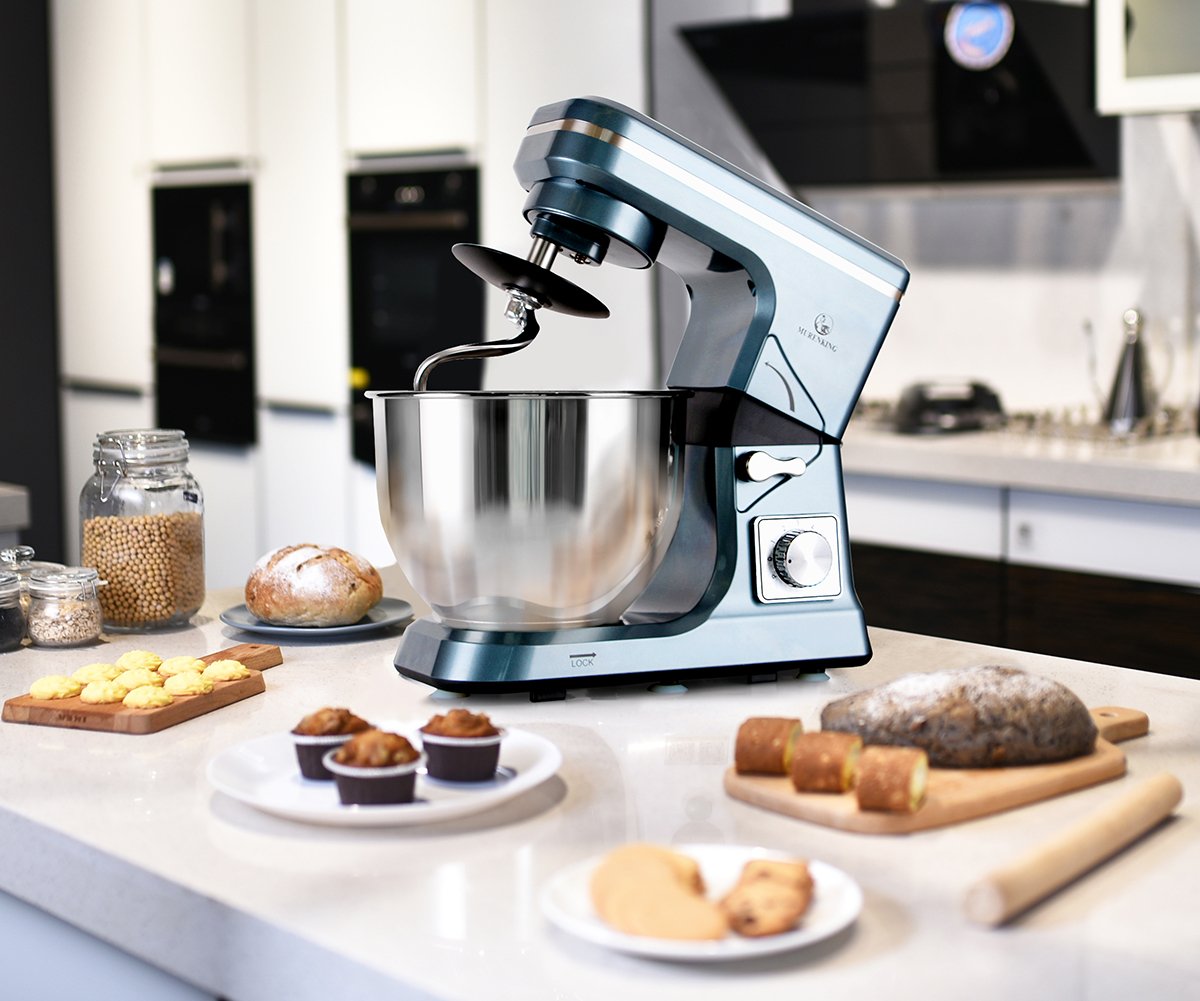 5.3-QT 500W Stand Mixer with 6+ Speeds & Tilt-Head - Electric Kitchen Mixer for Baking, Dough, Cookies & More - Includes Accessories (Gray Blue) - Perfect for Home Bakers & Professional Chefs