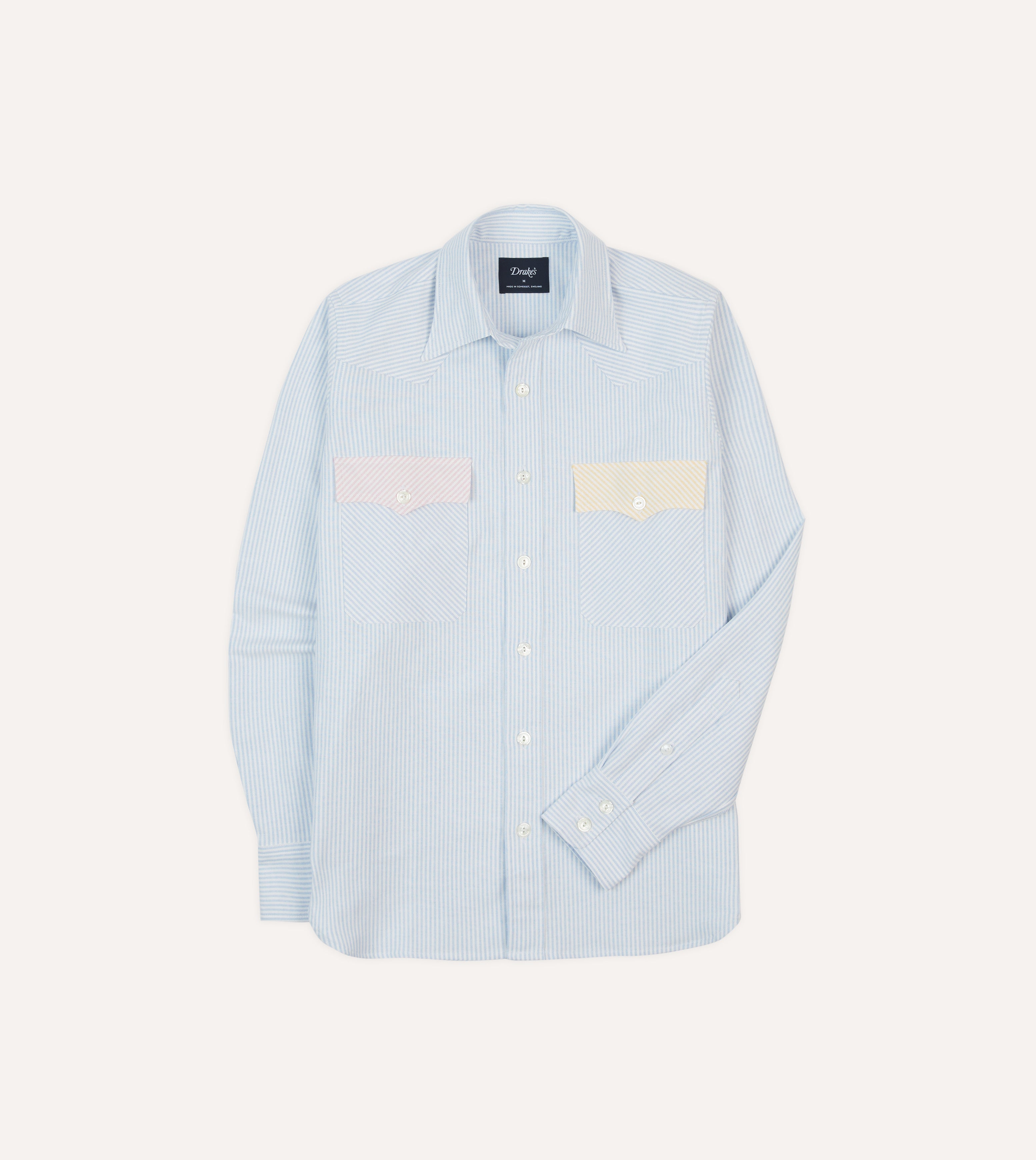 Stylish Multi-Stripe Cotton Oxford Western Shirt with Two Pockets - Perfect for Casual Wear, Country Music Festivals & Cowboy-Themed Parties