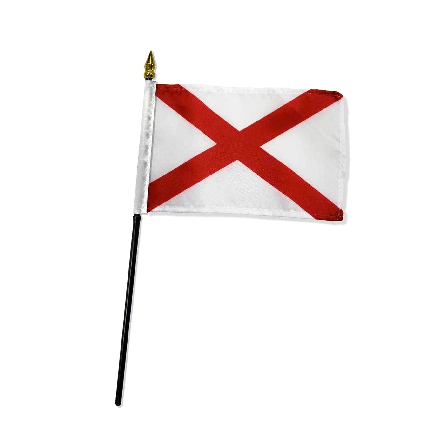 New Alabama State Flag 4x6 Inch - Premium Sewn Edges Desk & Table Stick Flag for Indoor/Outdoor Use - Perfect for Home, Office, Parties, and Events - All-Weather Durable Banner (TR00640WI)