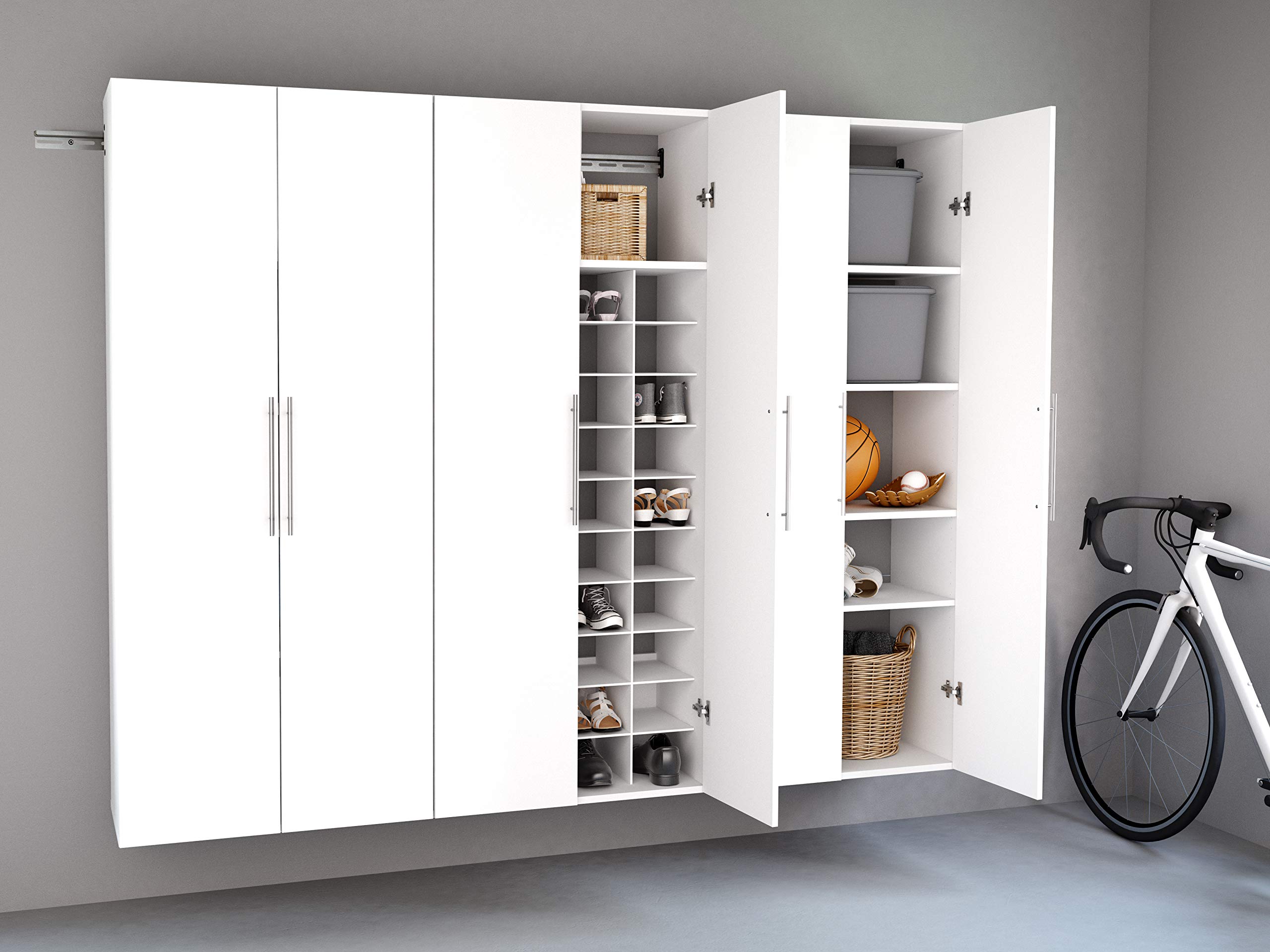 Prepac 30-Inch Wall Mounted Shoe Storage Cabinet with 40 Cubbies - White (30