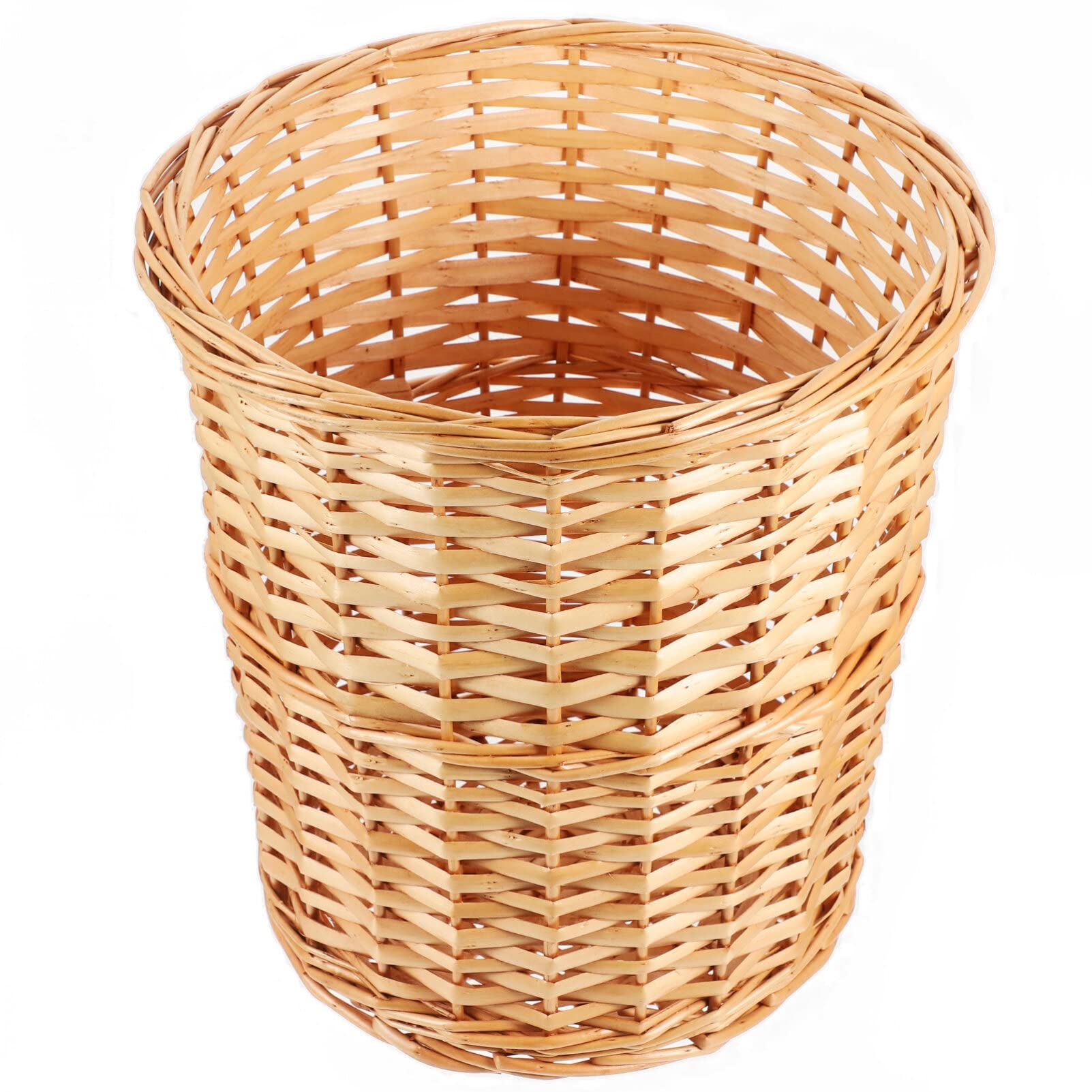 Gatuida Wicker Storage Basket - Handwoven Decorative Waste Bin for Bedroom, Kitchen & Office | Eco-Friendly Paper Trash Can with Lid | Perfect for Home Organization & Desktop Decor