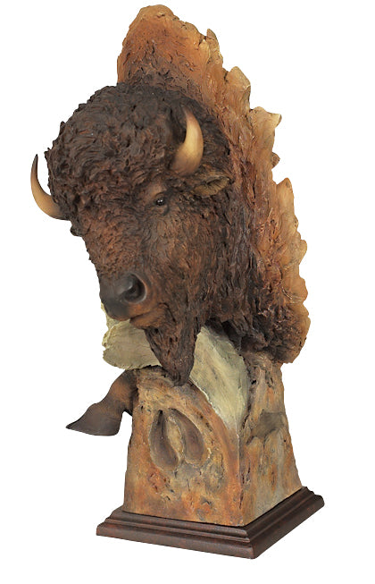 Dust & Thunder Bison Bust Sculpture - Handcrafted Western Decor for Home, Office & Cabin - Perfect for Western Theme Decorations & Gifts