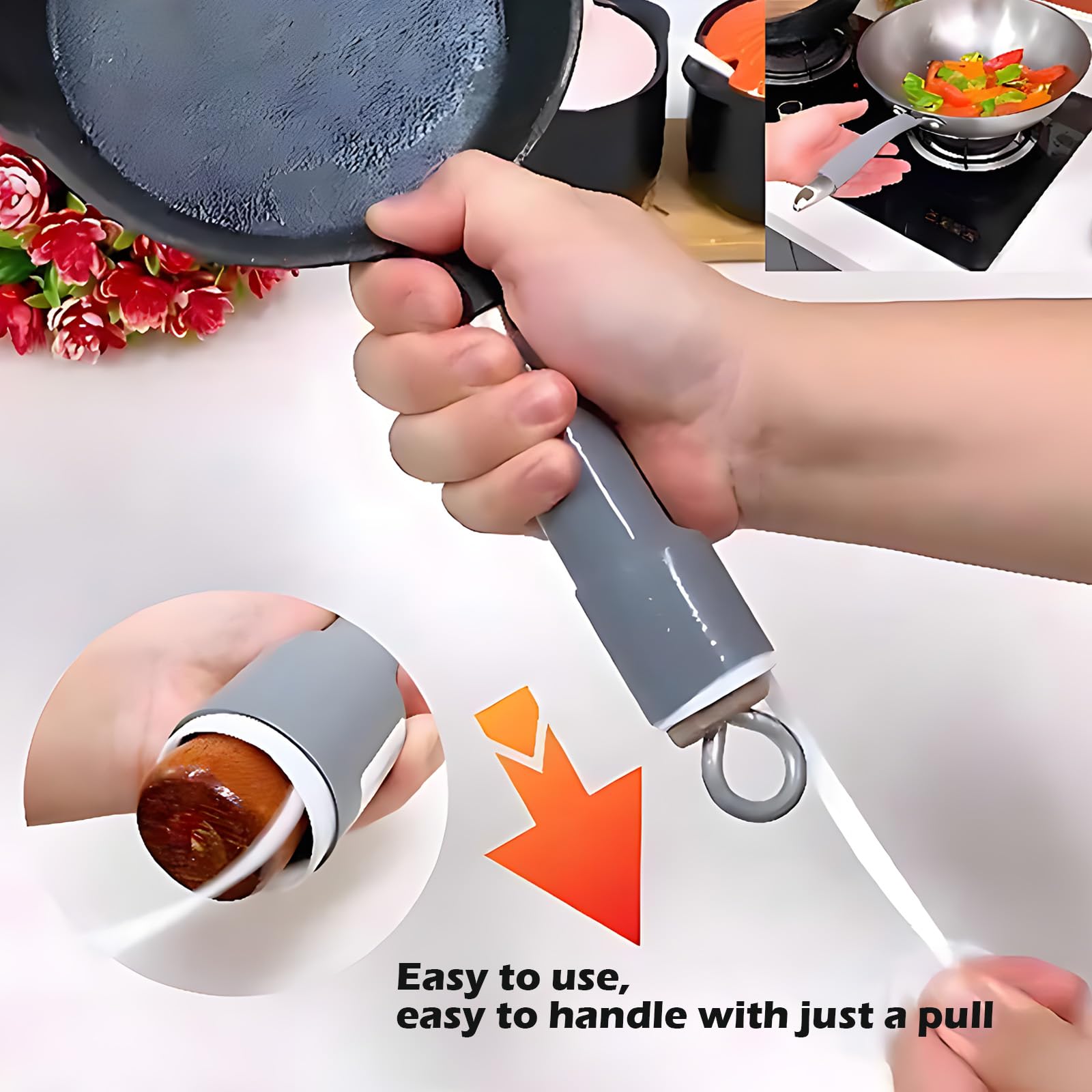 Heat Resistant Silicone Pot Handle Cover - Non-Slip Cookware Handle Sleeve for Woks, Cast Iron Skillets & Pans (2-Pack, Large) - Perfect for Safe Cooking & Kitchen Protection